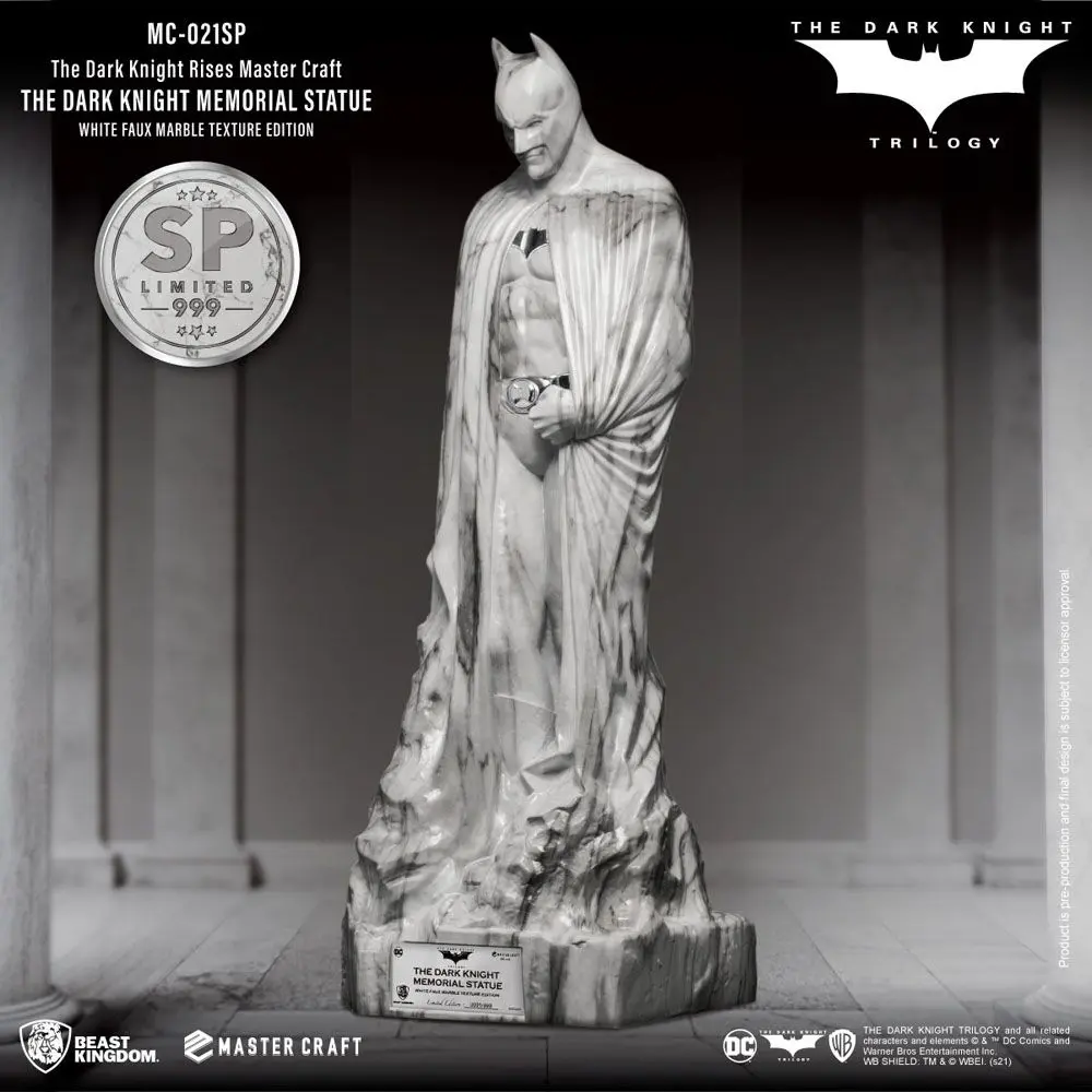 The Dark Knight Rises Master Craft Statue The Dark Knight Memorial Batman White Faux Marble Texture product photo