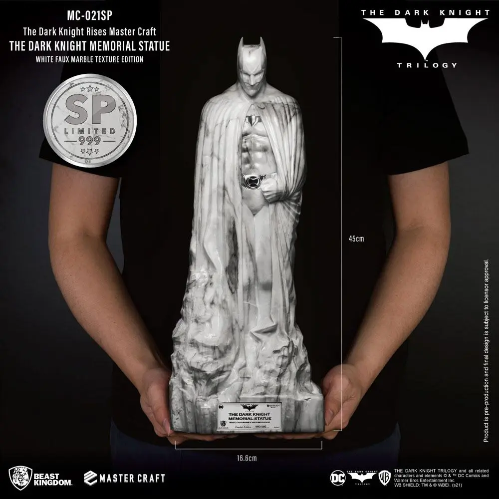 The Dark Knight Rises Master Craft Statue The Dark Knight Memorial Batman White Faux Marble Texture product photo
