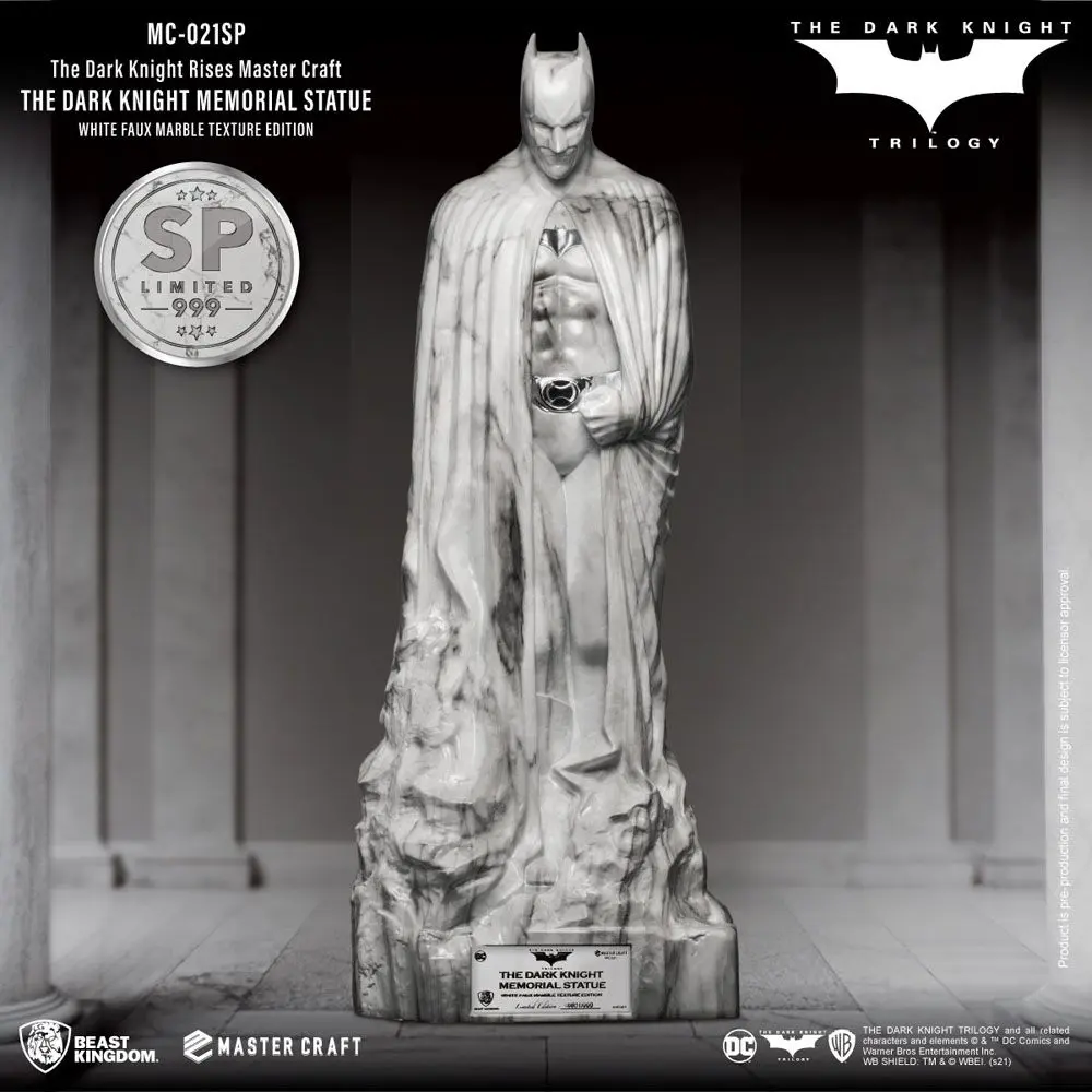 The Dark Knight Rises Master Craft Statue The Dark Knight Memorial Batman White Faux Marble Texture product photo