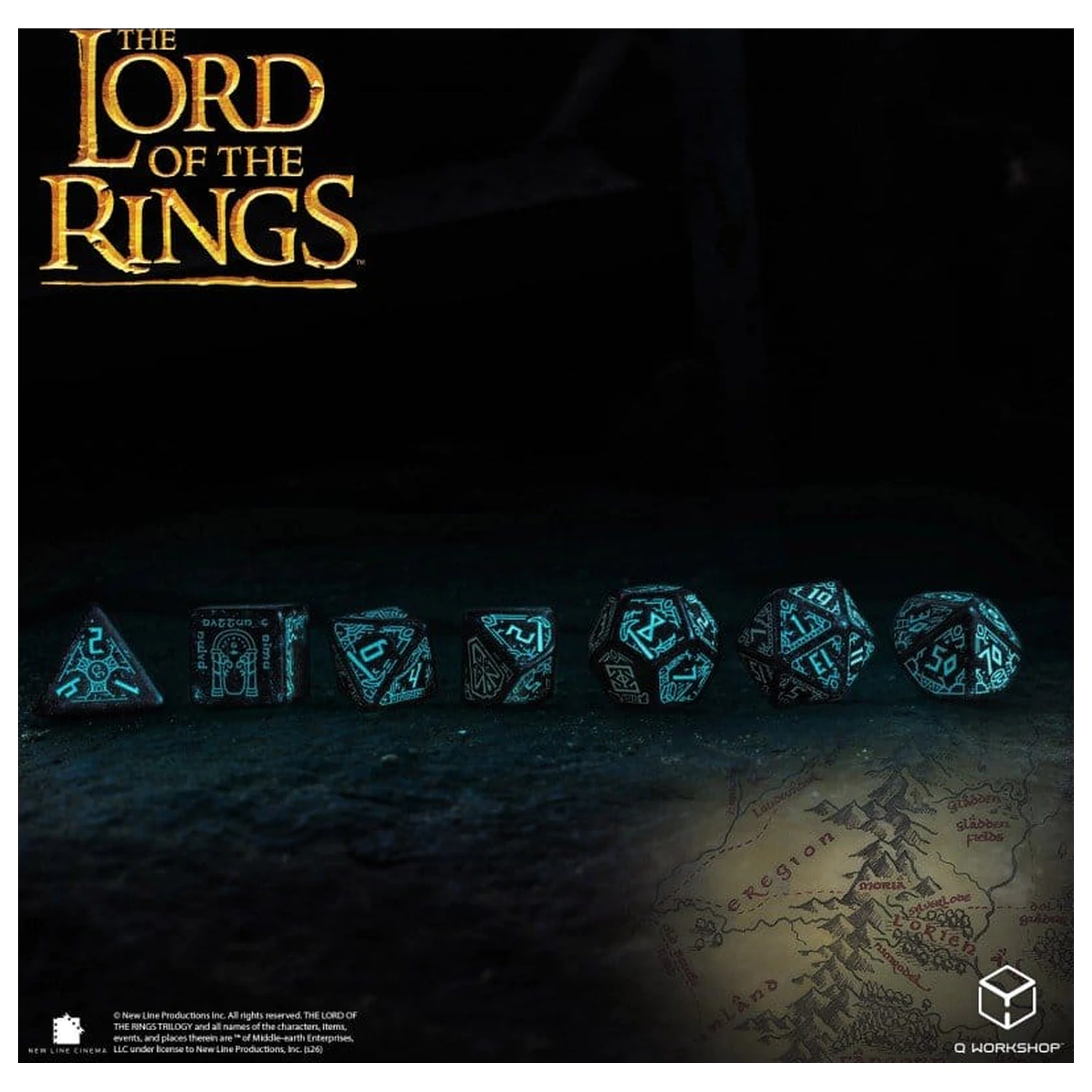 The Lord of the Rings Dice Set of 7 Moria (Glow in the Dark) product photo