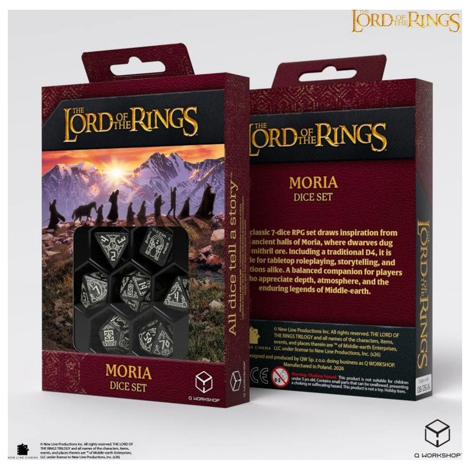 The Lord of the Rings Dice Set of 7 Moria (Glow in the Dark) product photo