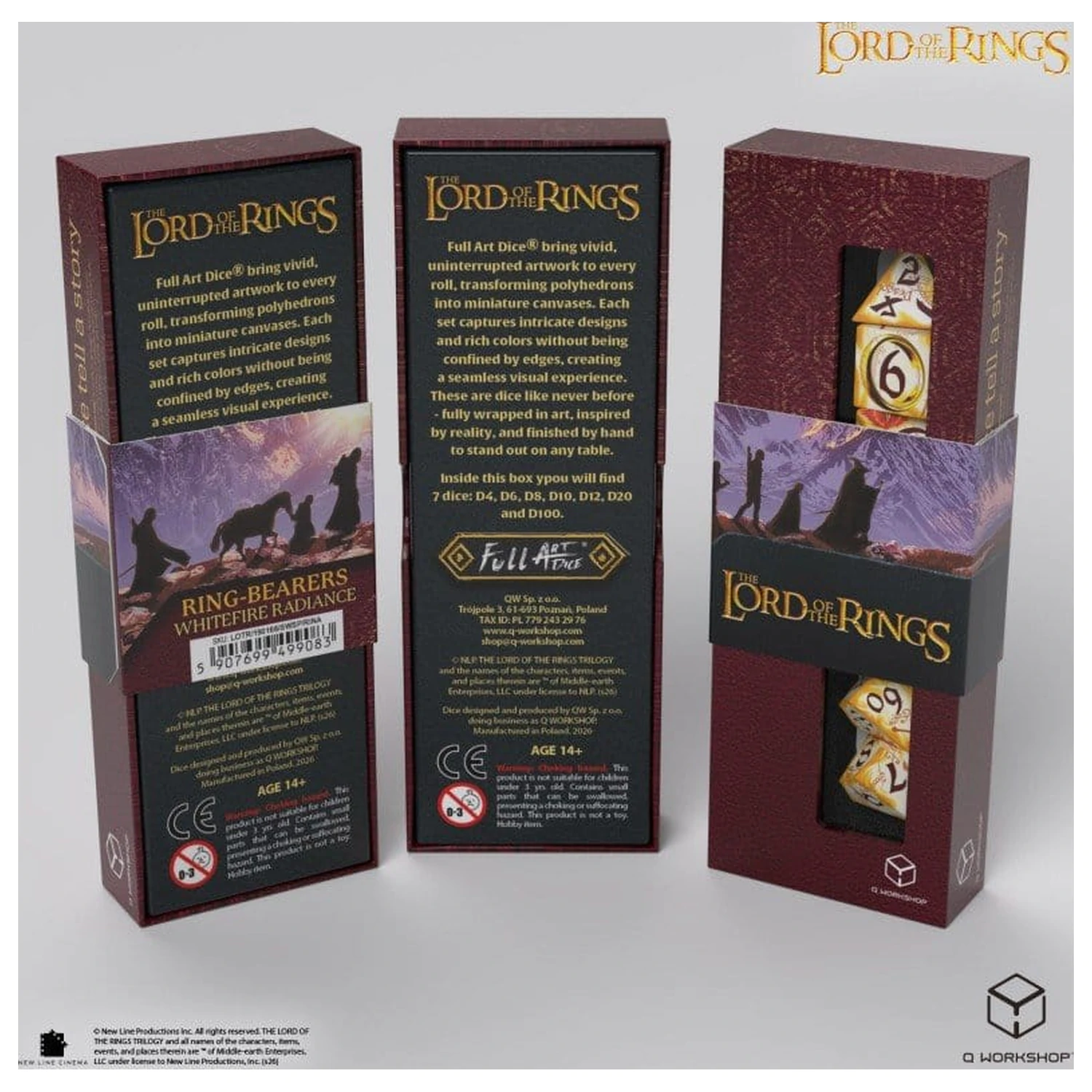 The Lord of the Rings Full Art Dice Set of 7 Ring-bearers (Whitefire Radiance) product photo