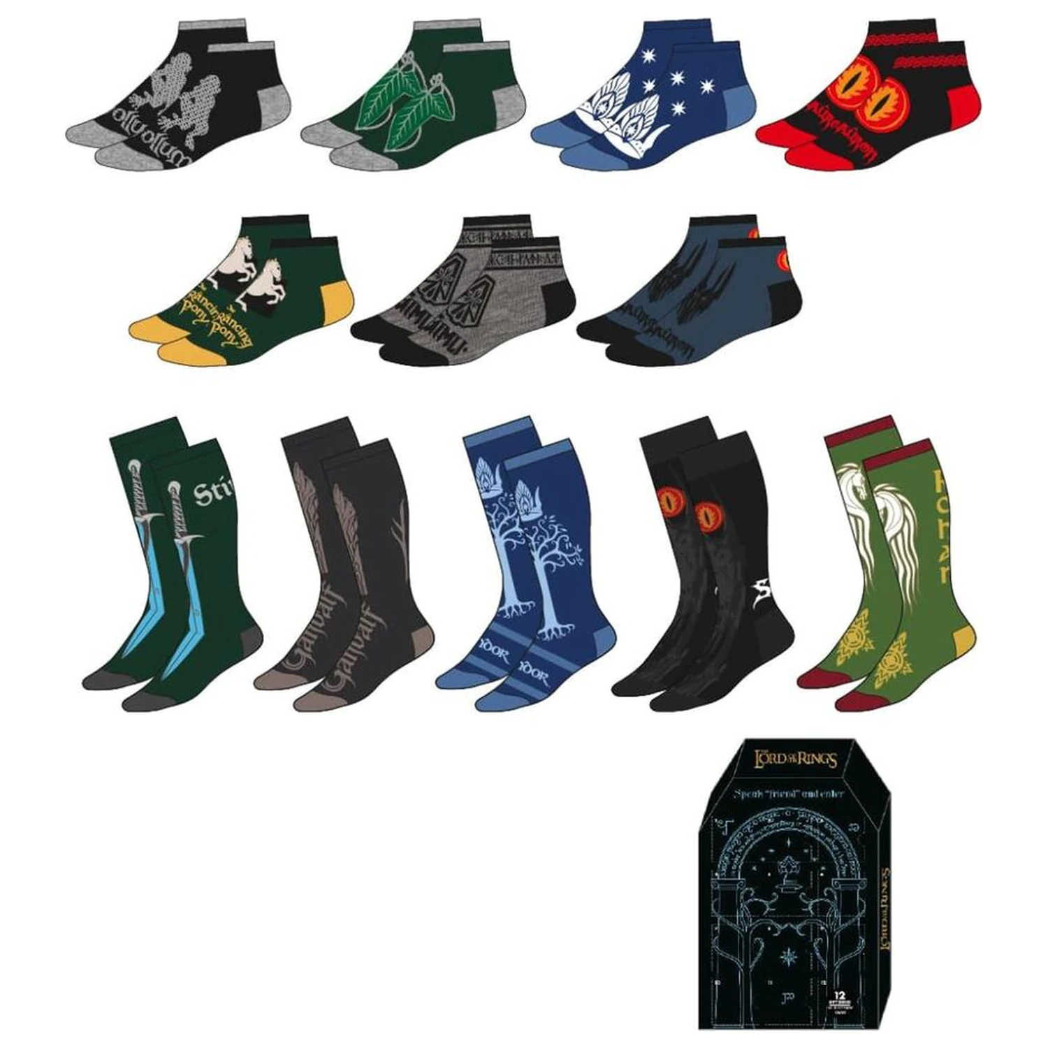 The Lord of The Rings Hobbit adult 12 socks set product photo