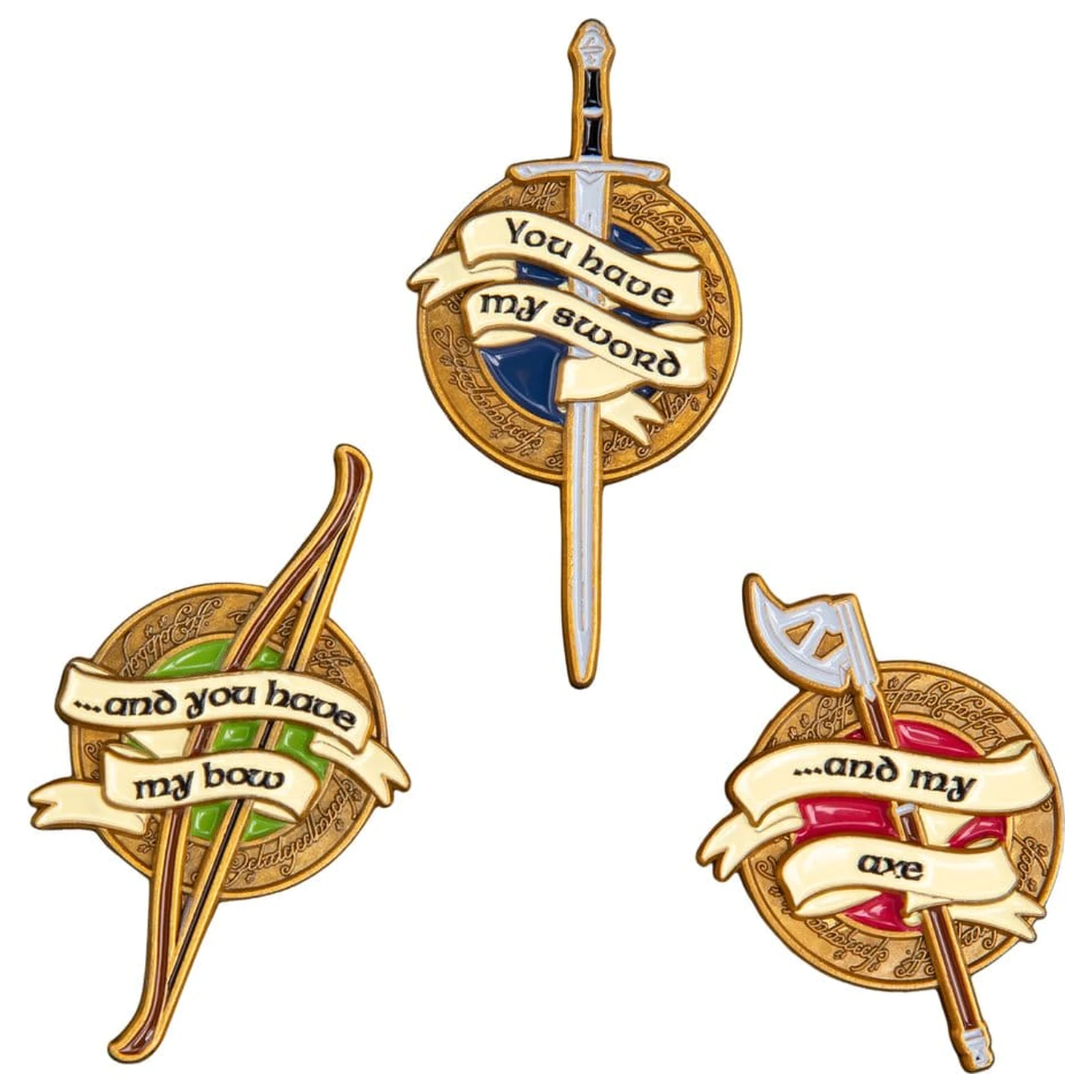 The Lord of the Rings Trilogy Pin Set Weapons of the Fellowship product photo