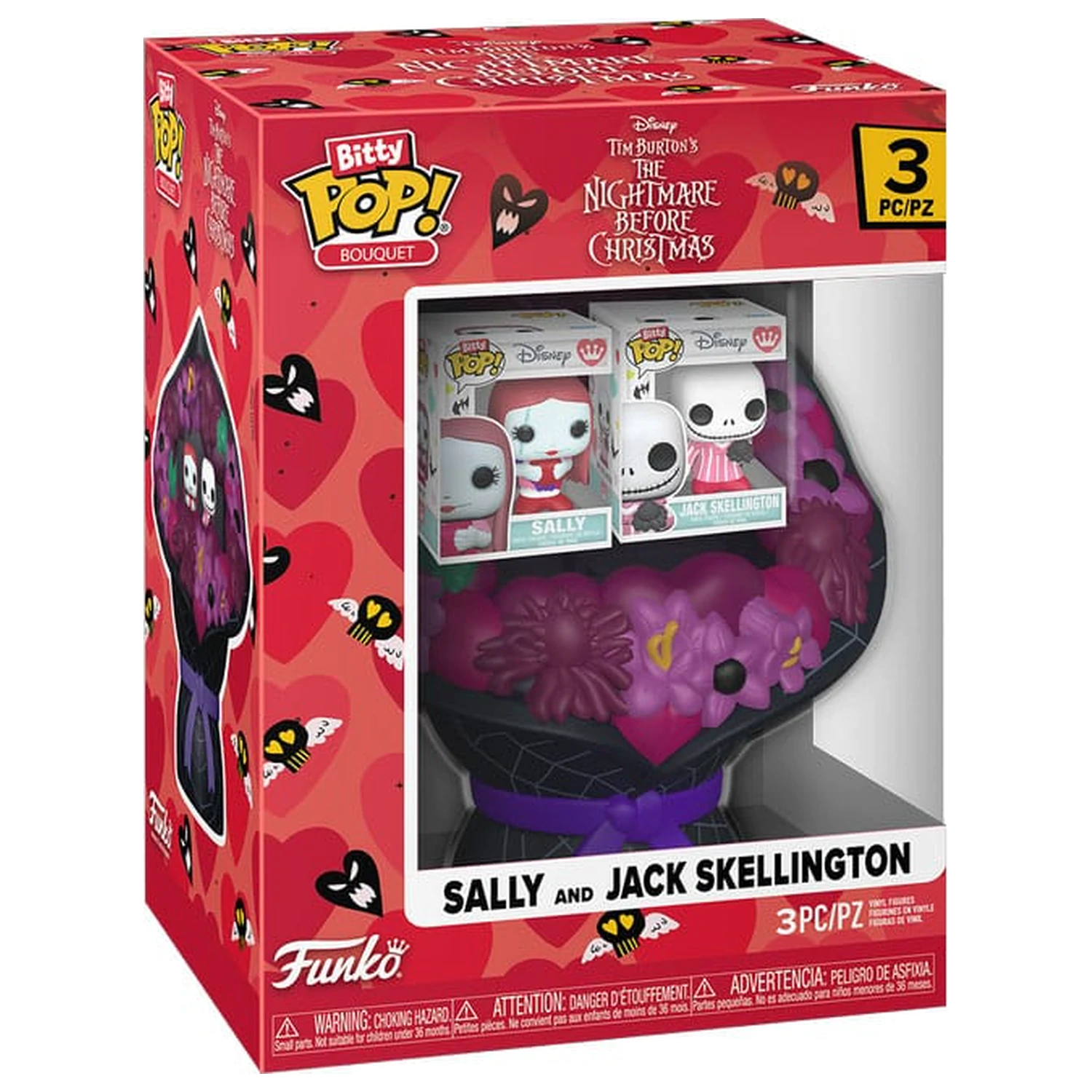 The Nightmare Before Christmas Bitty Funko POP! Bouquet Vinyl Figure 2-Pack Sally & Jack Skellington (Valentine) product photo