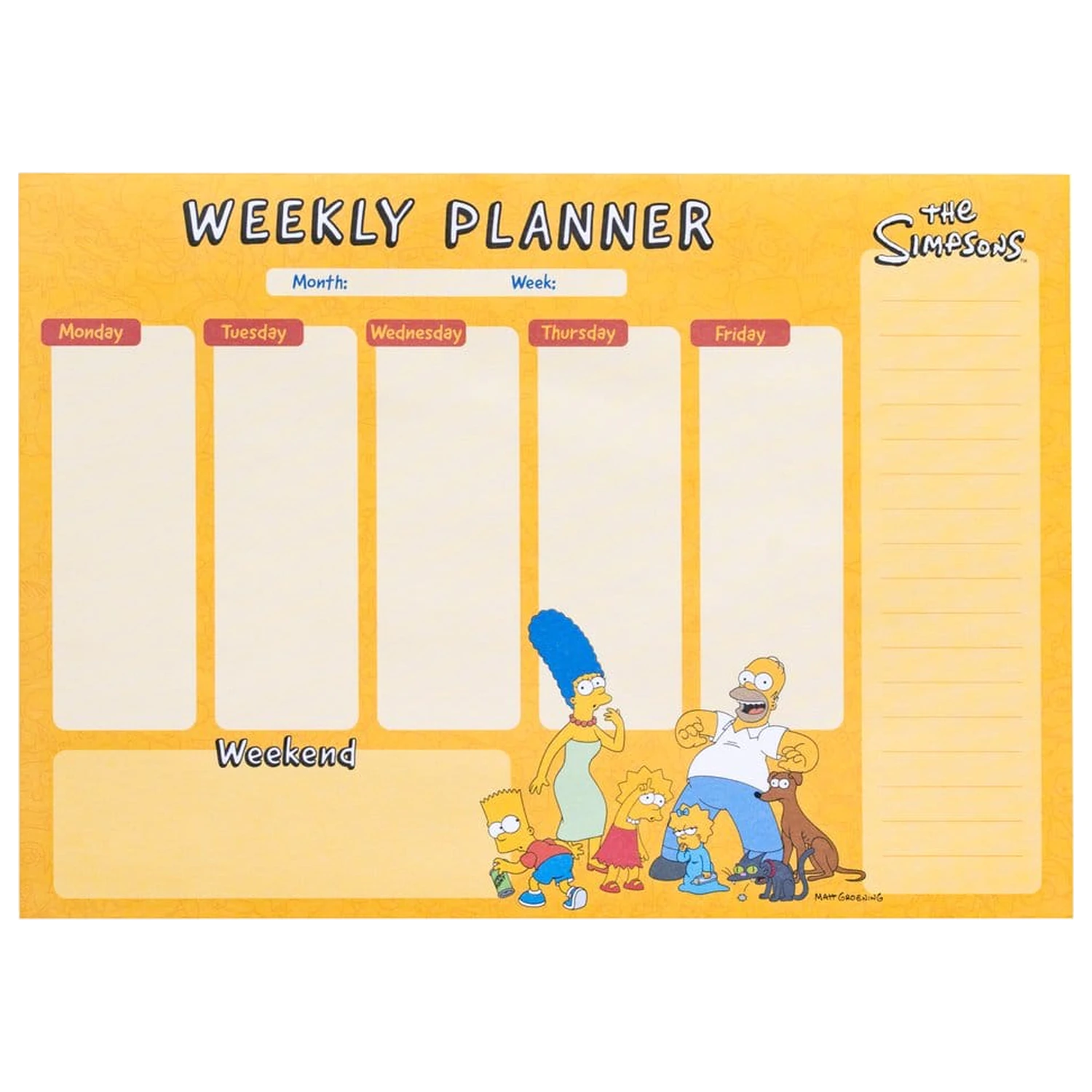 The Simpsons Weekly Planner A4 product photo