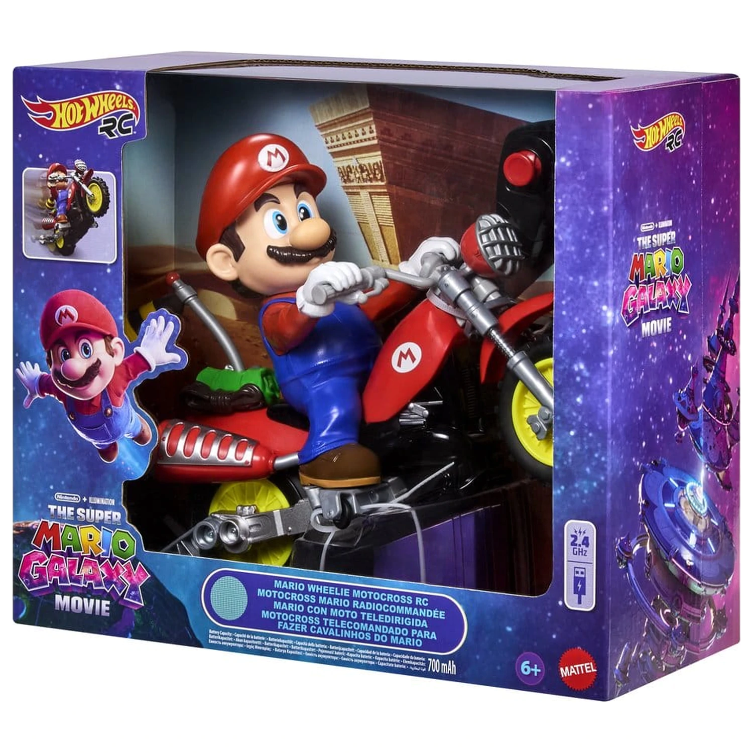 The Super Mario Galaxy Movie Hot Wheels RC Vehicle Mario Wheelie Motocross product photo