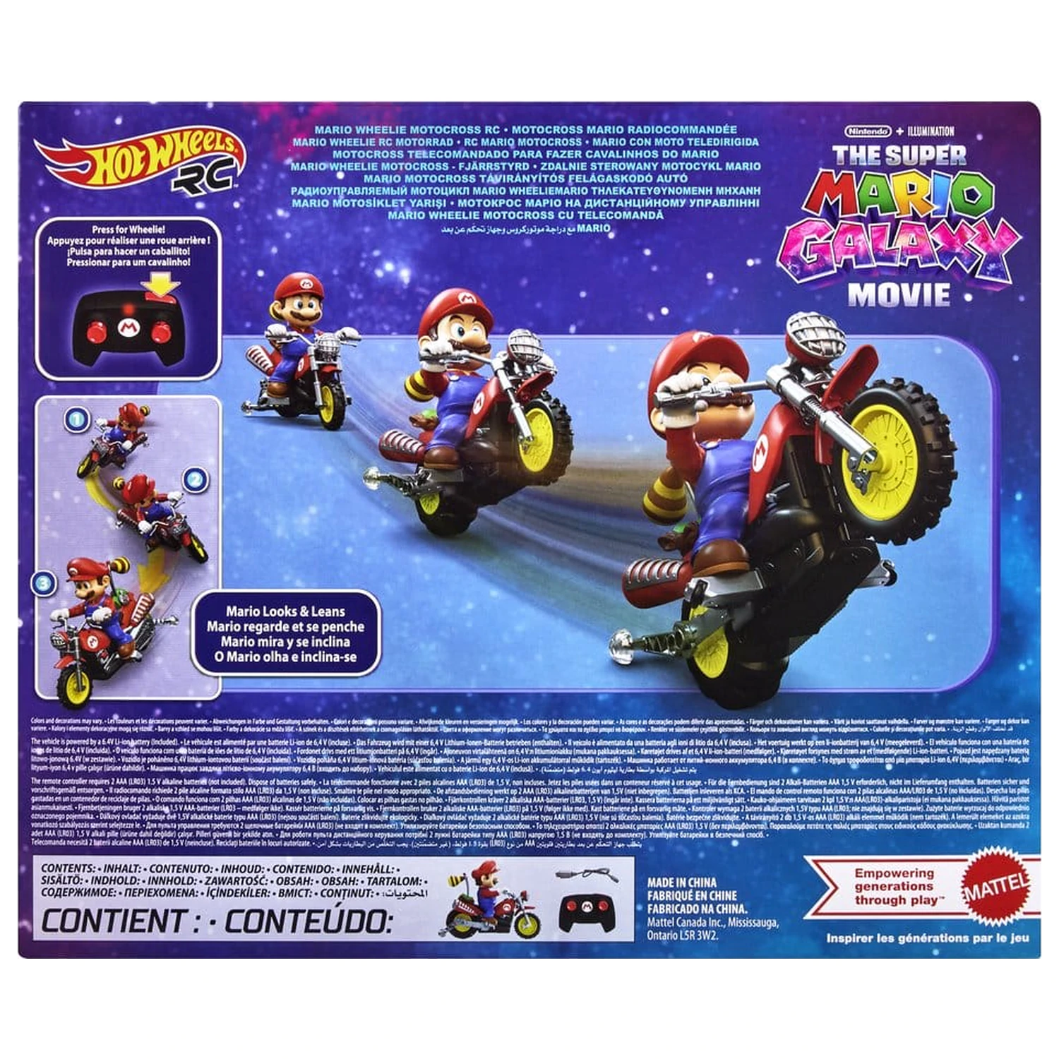 The Super Mario Galaxy Movie Hot Wheels RC Vehicle Mario Wheelie Motocross product photo