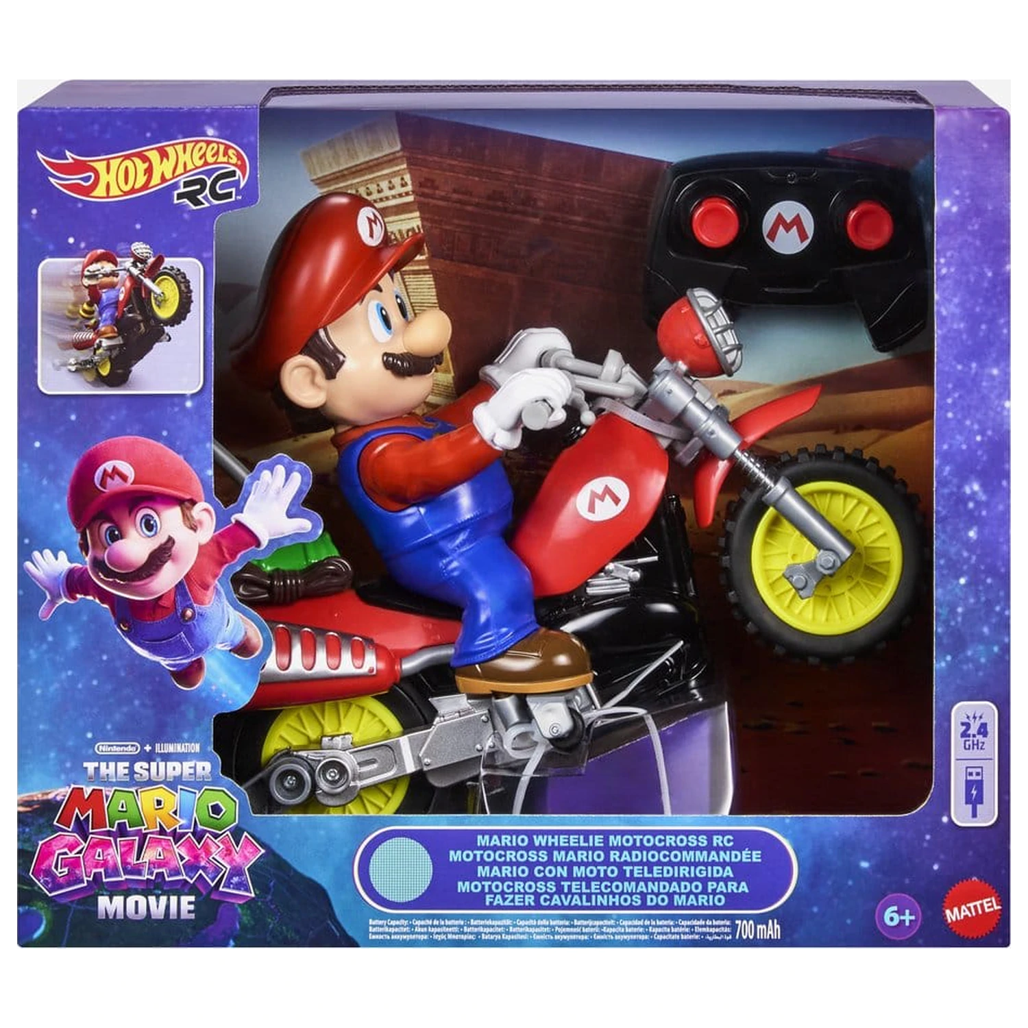 The Super Mario Galaxy Movie Hot Wheels RC Vehicle Mario Wheelie Motocross product photo
