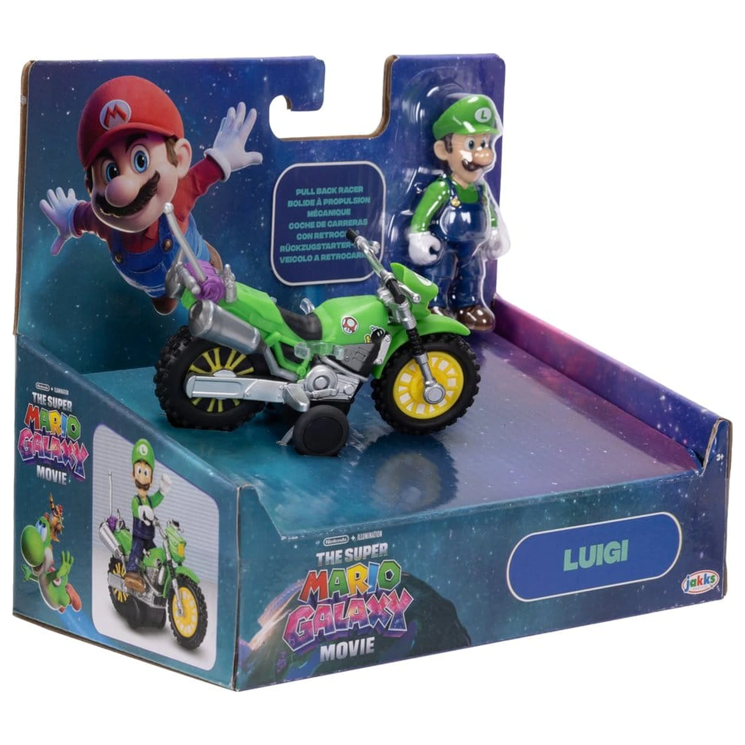 The Super Mario Galaxy Movie Action Figure with Pull Back Motorcycle Luigi 6 cm product photo