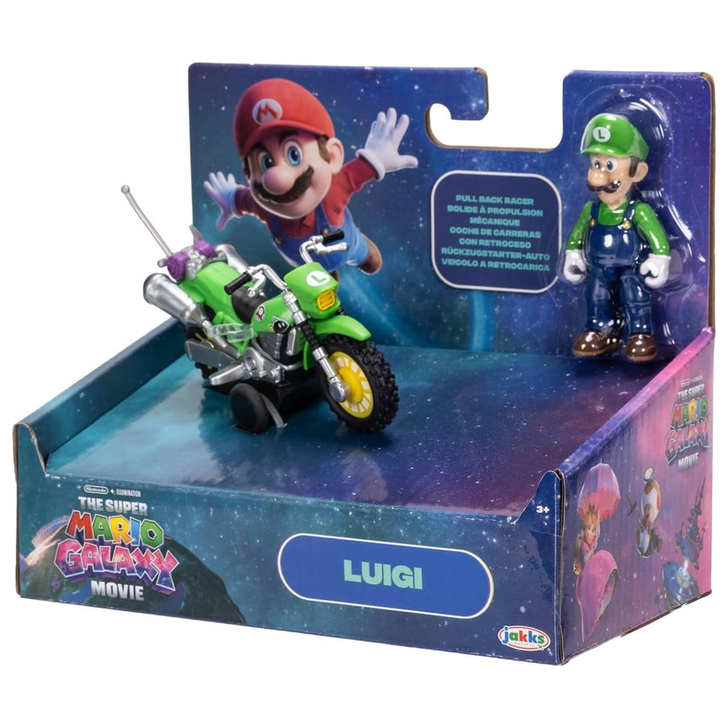 The Super Mario Galaxy Movie Action Figure with Pull Back Motorcycle Luigi 6 cm product photo