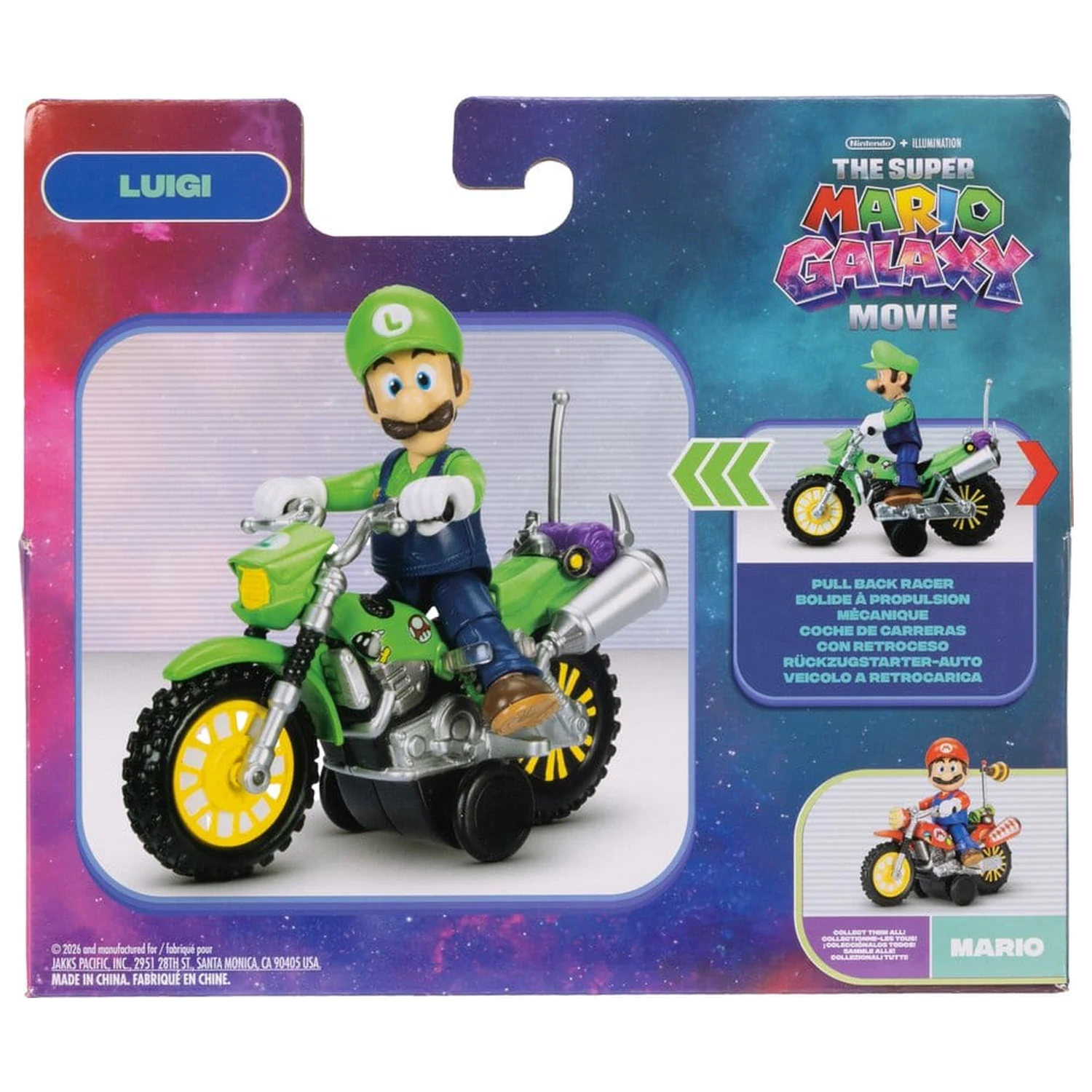 The Super Mario Galaxy Movie Action Figure with Pull Back Motorcycle Luigi 6 cm product photo