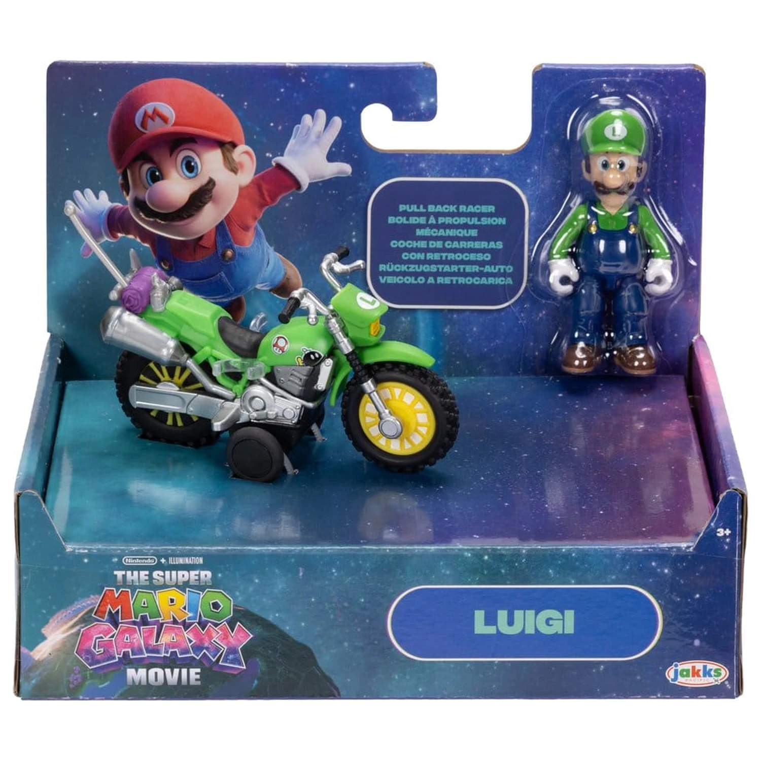 The Super Mario Galaxy Movie Action Figure with Pull Back Motorcycle Luigi 6 cm product photo