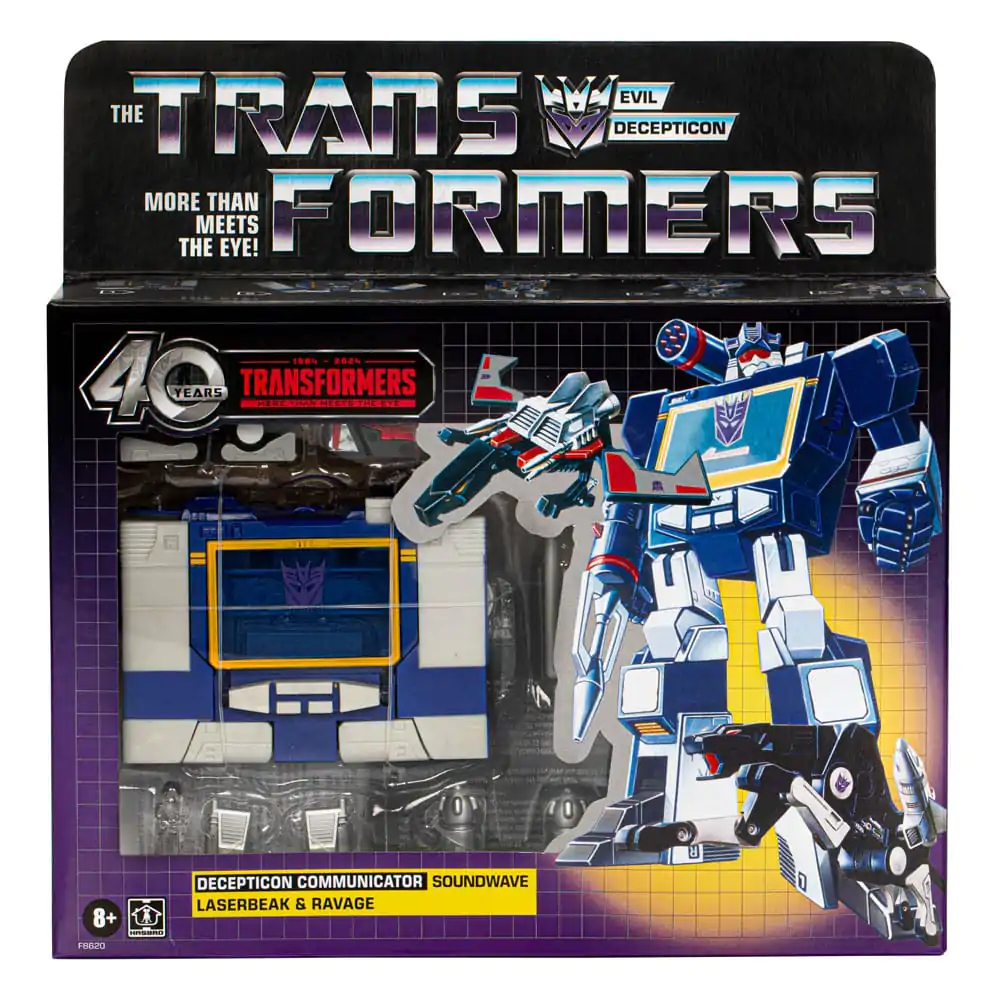 The Transformers Retro G1 Action Figure Decepticon Communicator Soundwave with Laserbeak &amp; Ravage 18 cm product photo