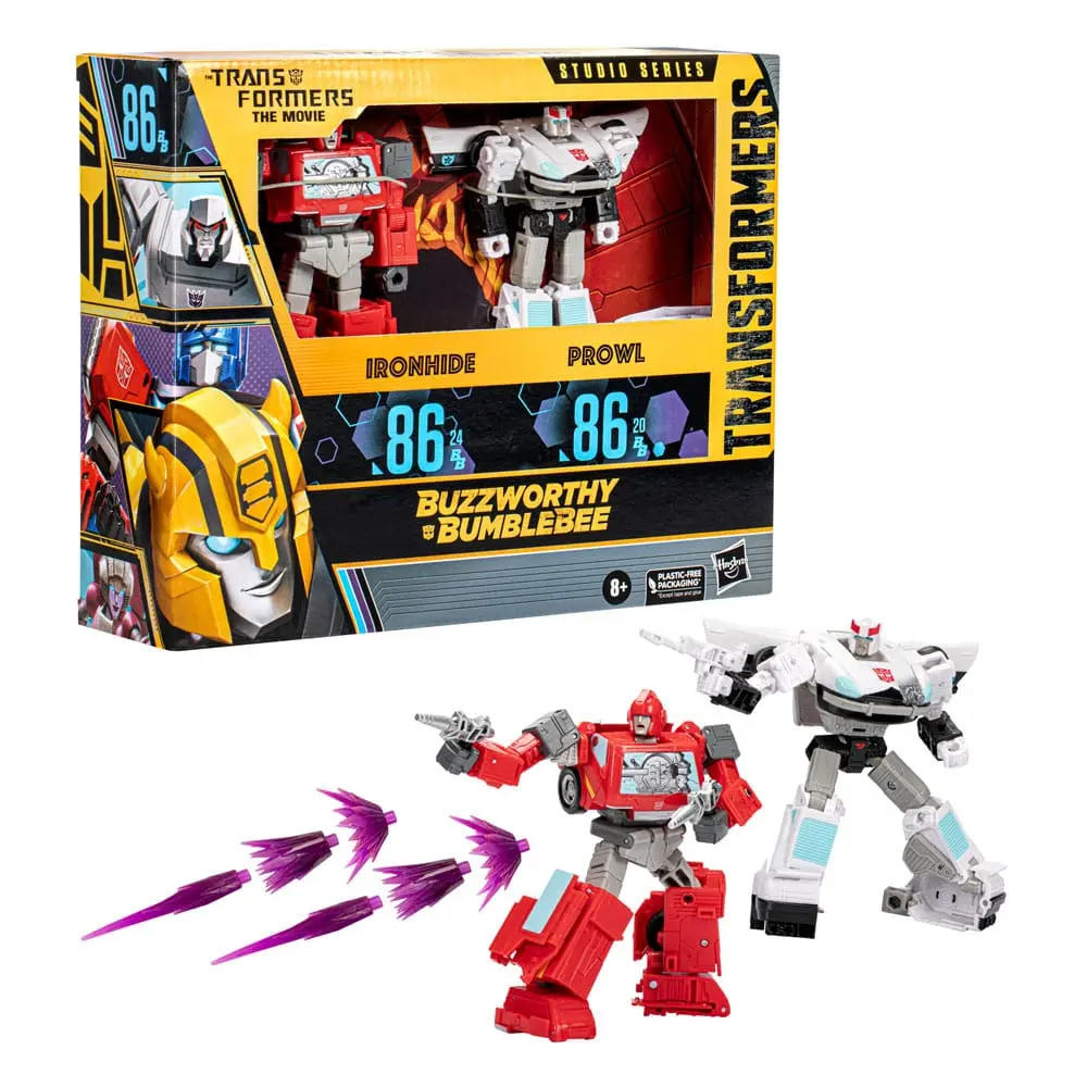 The Transformers: The Movie Buzzworthy Bumblebee Studio Series Action Figure 2-Pack 86-24BB Ironhide (Voyager Class) &amp; 86-20BB Prowl (Deluxe Class) product photo