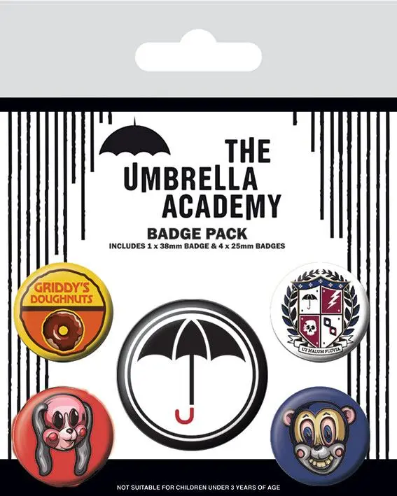 The Umbrella Academy Pin-Back Buttons 5-Pack Super product photo