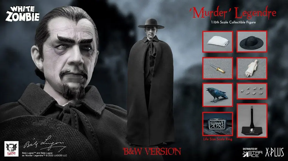 The White Zombie My Favourite Movie Action Figure 1/6 Murder Legendre (Bela Lugosi) B&amp;W Version 30 cm product photo