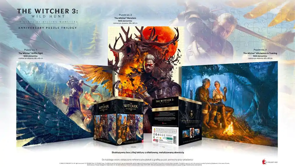 The Witcher 3 Puzzle Triology Wild Hunt 10 Years of Killing Monsters (3 x 1000 pieces)  product photo