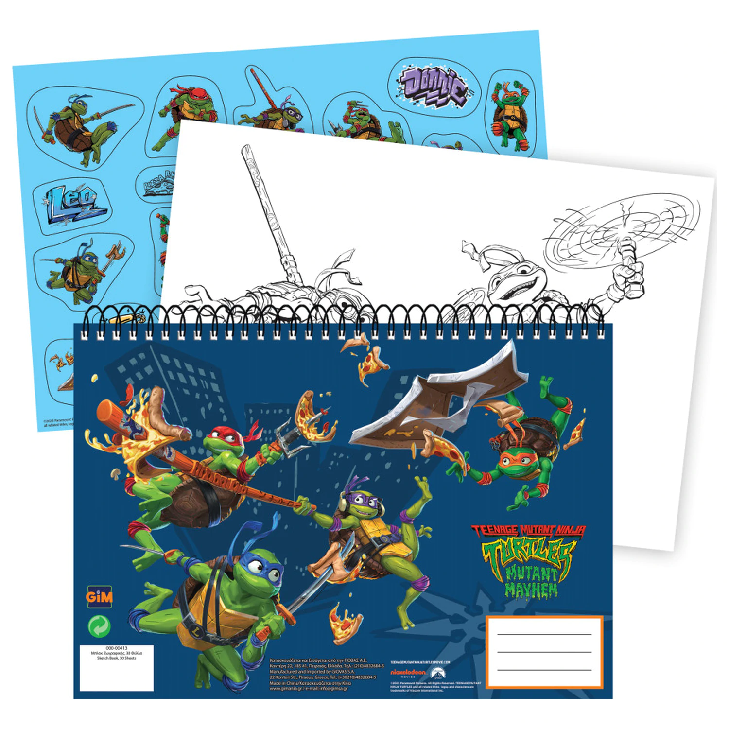 Teenage Mutant Ninja Turtles Power A/4 Spiral Sketchbook 40 Sheets with Stickers product photo