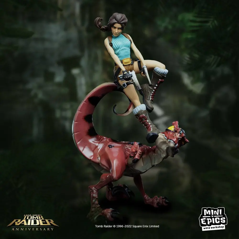 Tomb Raider Mini Epics Vinyl Figure Lara Croft & Raptor 24 cm termékfotó