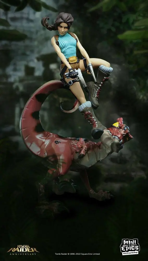 Tomb Raider Mini Epics Vinyl Figure Lara Croft & Raptor 24 cm termékfotó