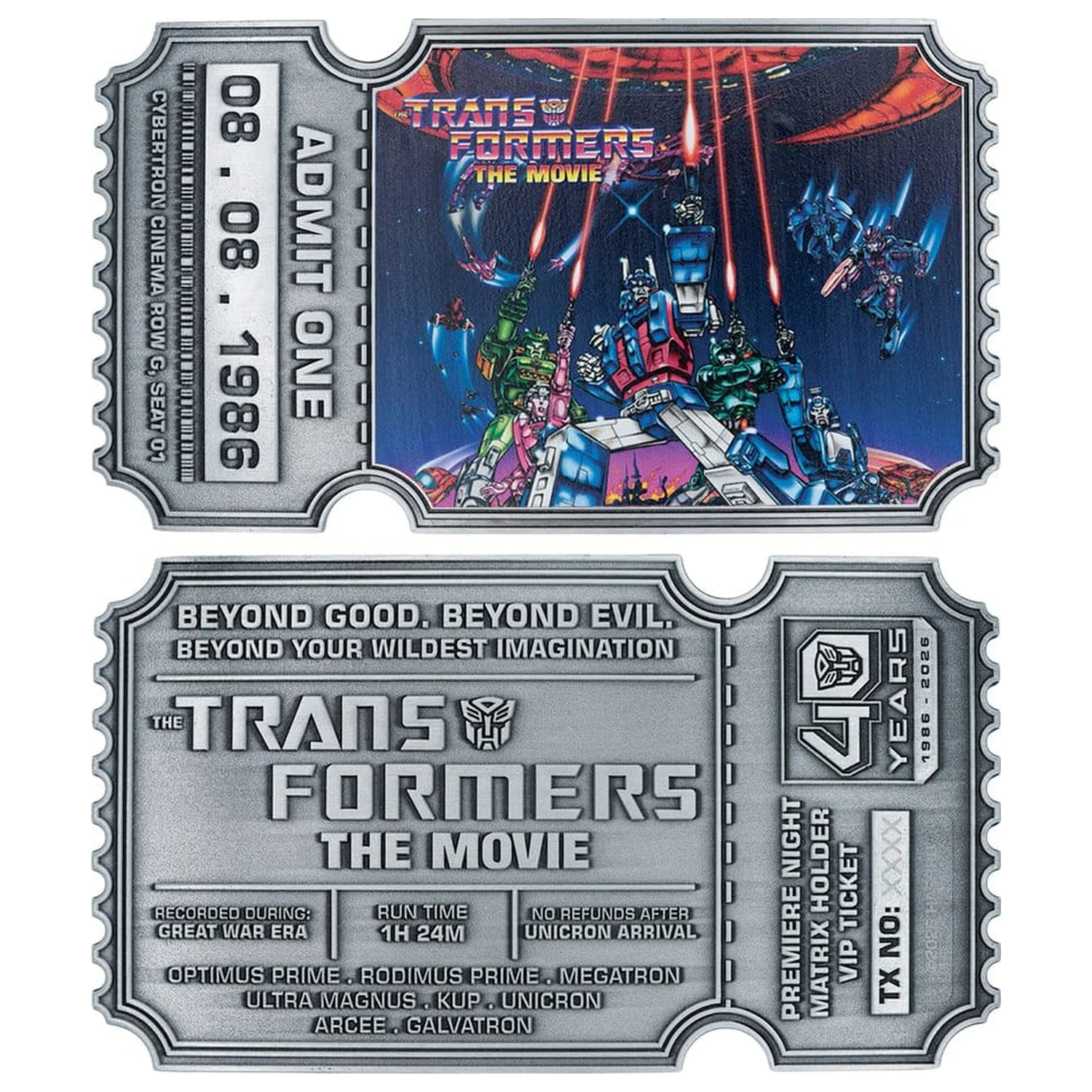 Transformers Replica The Movie 40th Anniversary Movie Ticket Limited Edition 9 x 16 cm product photo