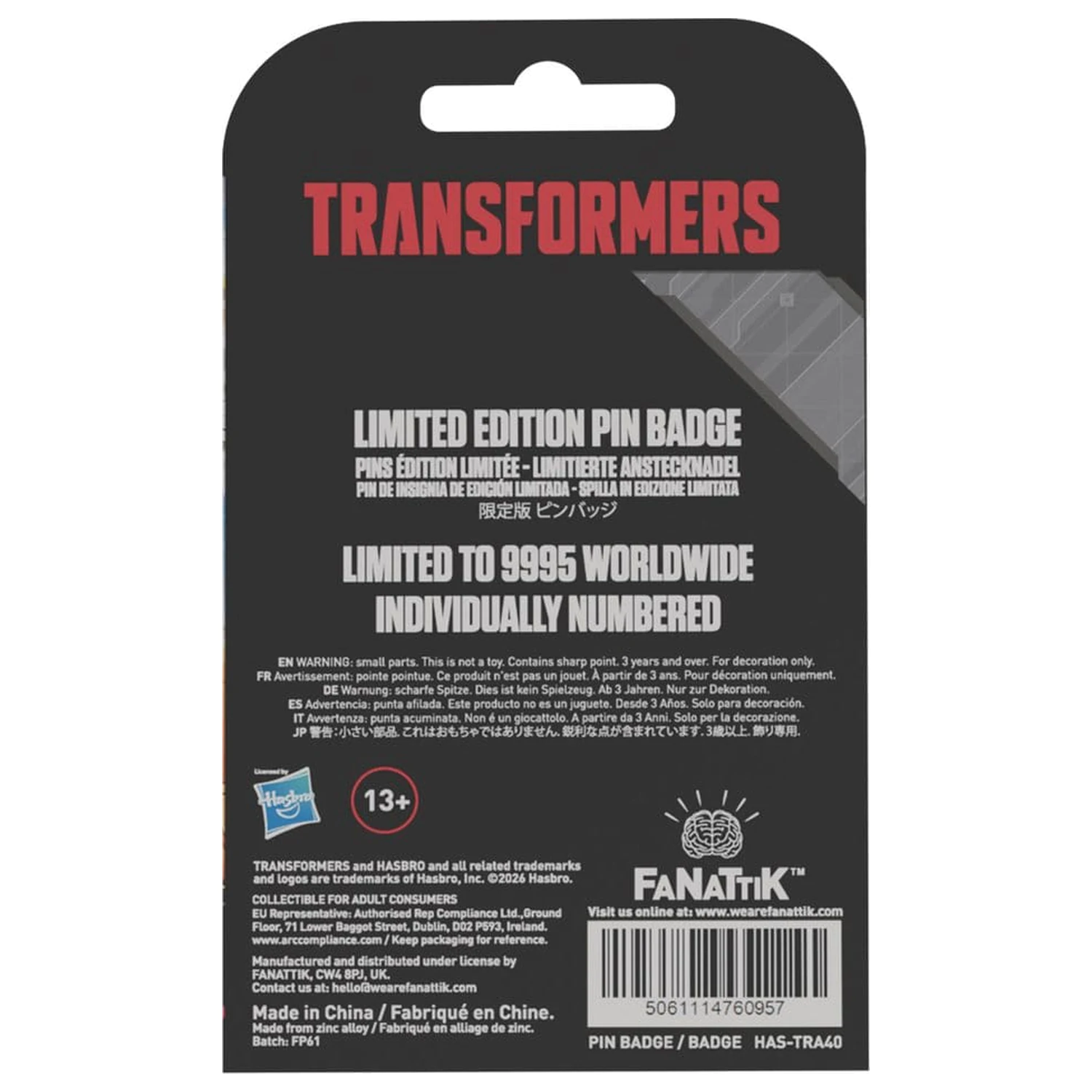 Transformers Pin Badge The Movie 40th Anniversary Unicron Limited Edition product photo
