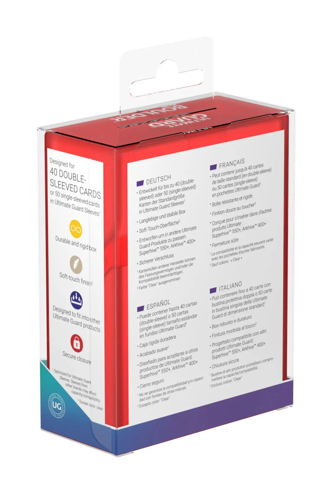 Ultimate Guard Boulder Deck Case 40+ Standard Size Ruby product photo