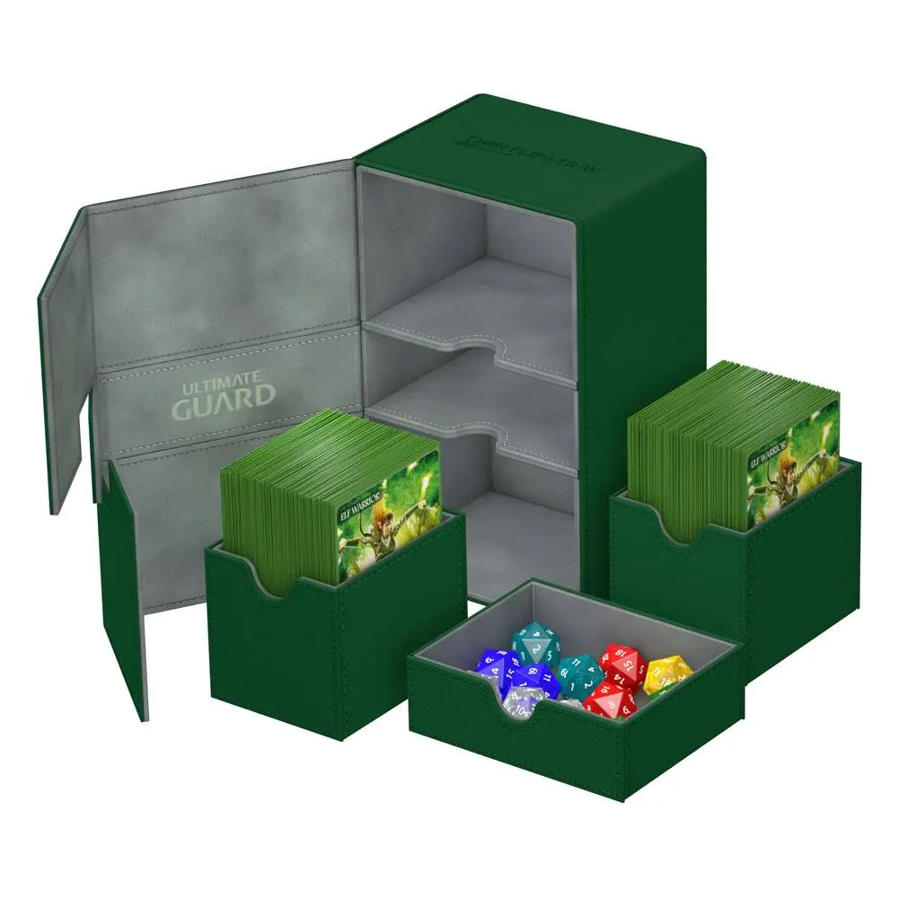 Ultimate Guard Twin Flip´n´Tray  Deck Case 160+ Standard Size XenoSkin Green product photo