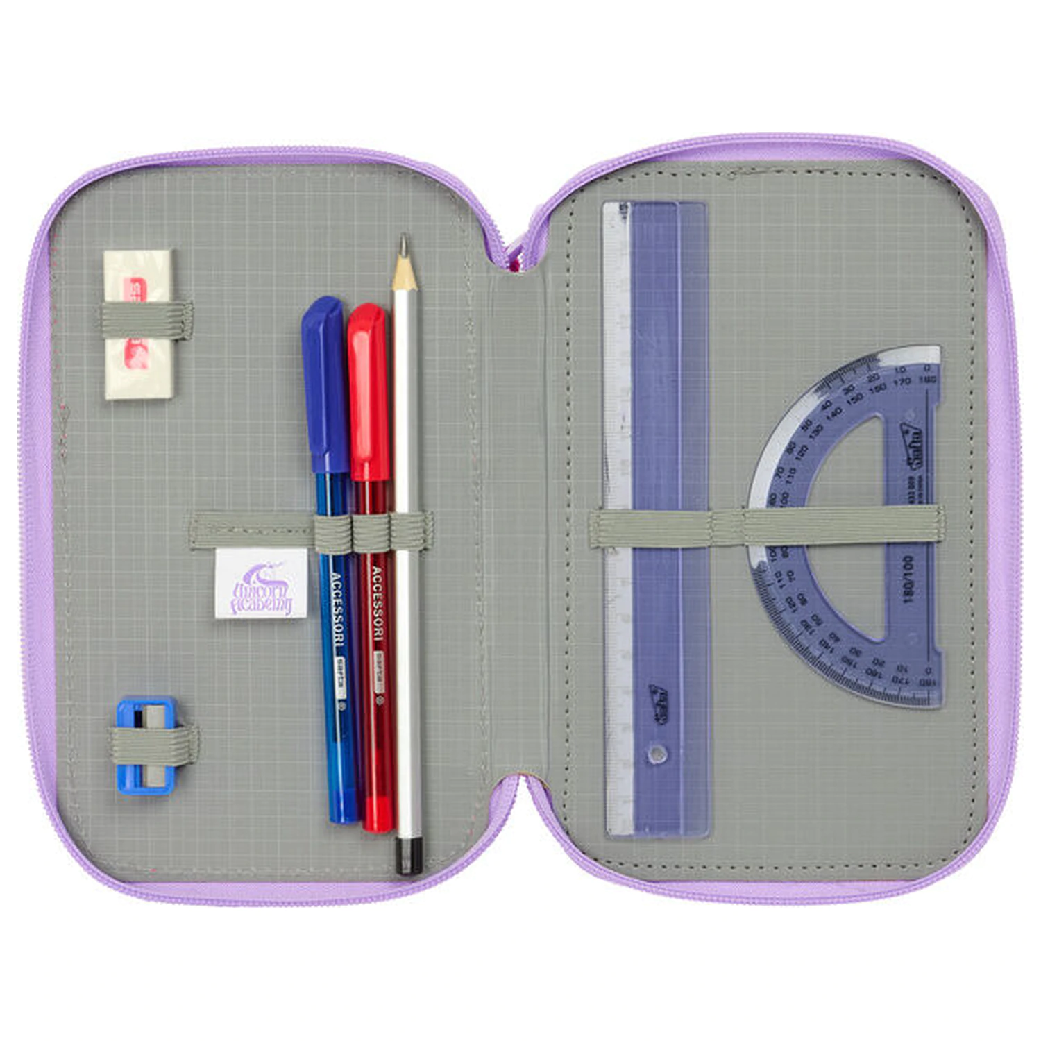 Unicorn Academy triple pencil case 37pcs product photo