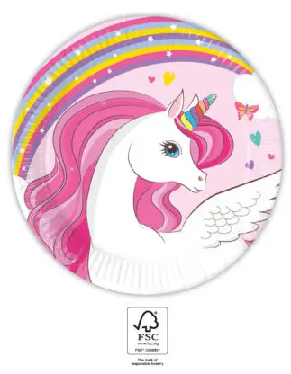 Unicorn Rainbow Colors, Unicorn Paper Plates 8 pcs 20 cm FSC product photo