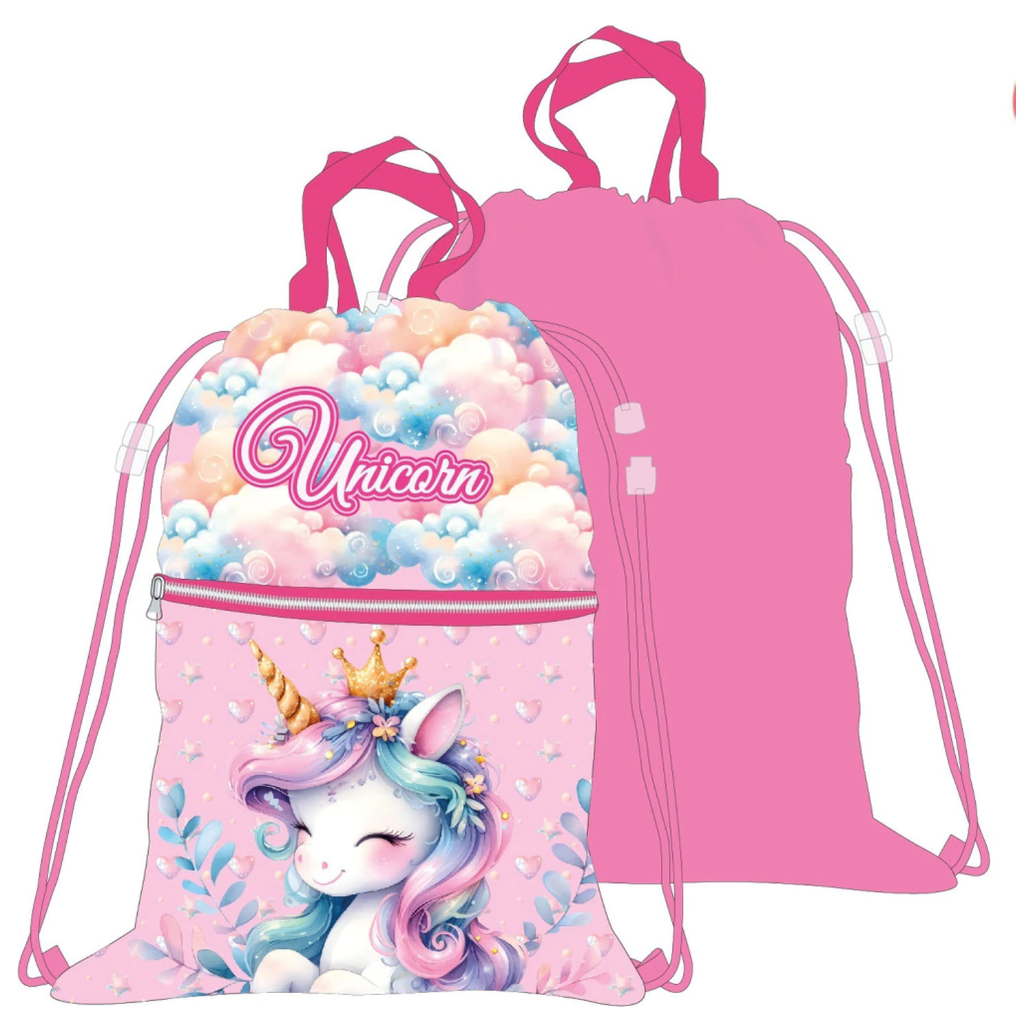 Unicorn Clouds Deluxe Gym Bag, Drawstring Bag 45 cm product photo
