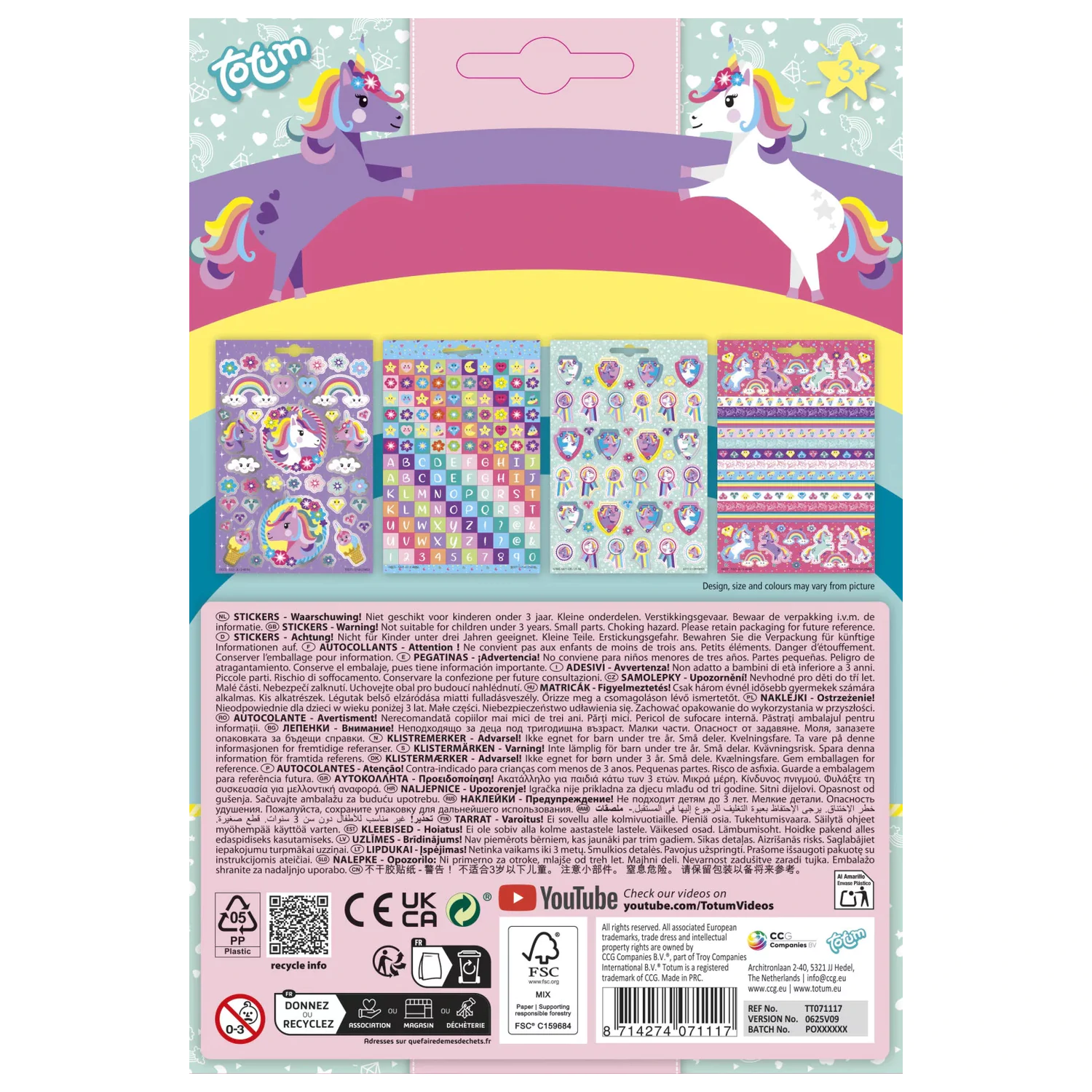 Unicorn Flower Sticker Set 4 Sheets product photo