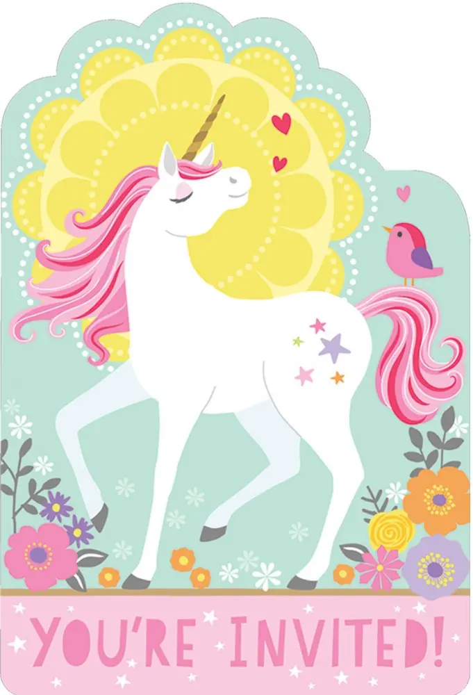 Unicorn Party Invitations 8 Pcs product photo