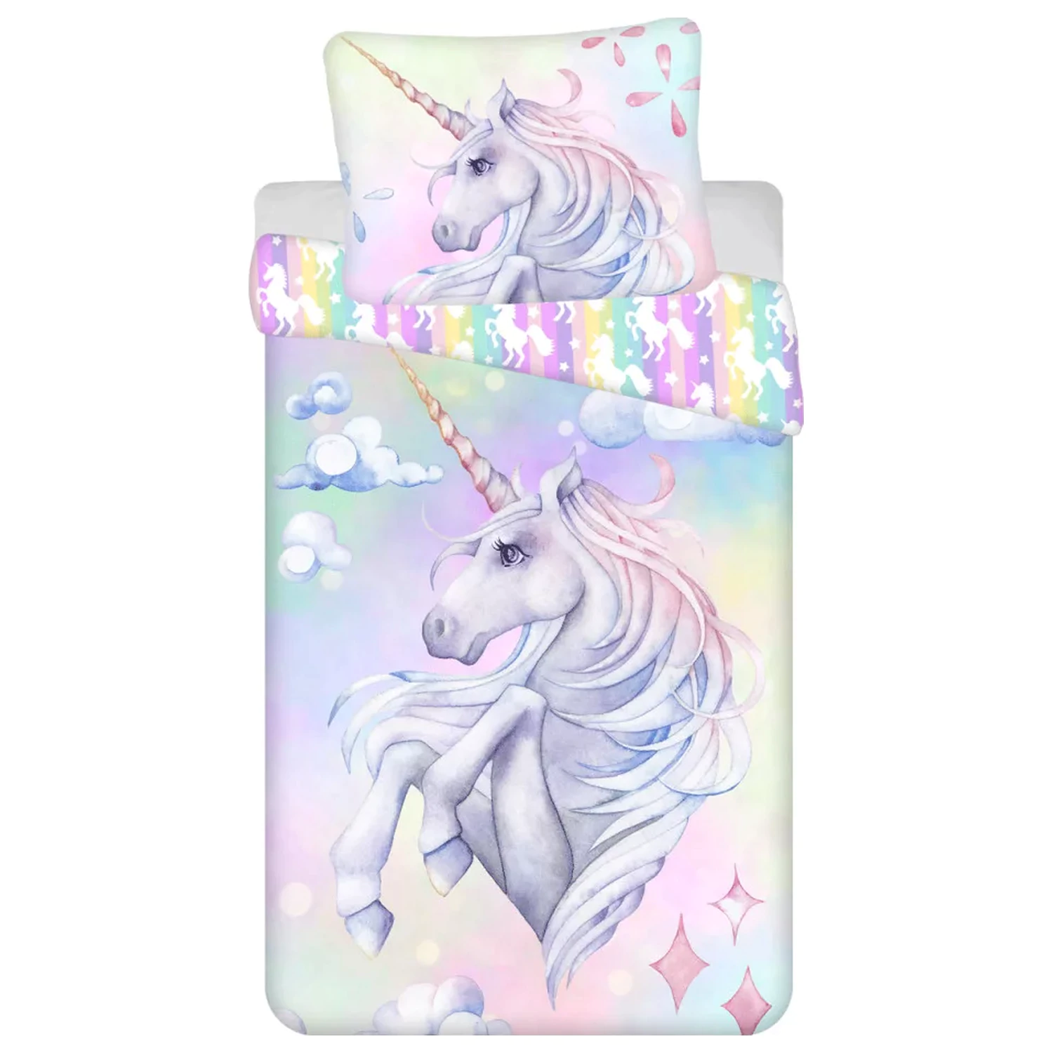 Unicorn Pastel Rainbow Duvet Cover product photo