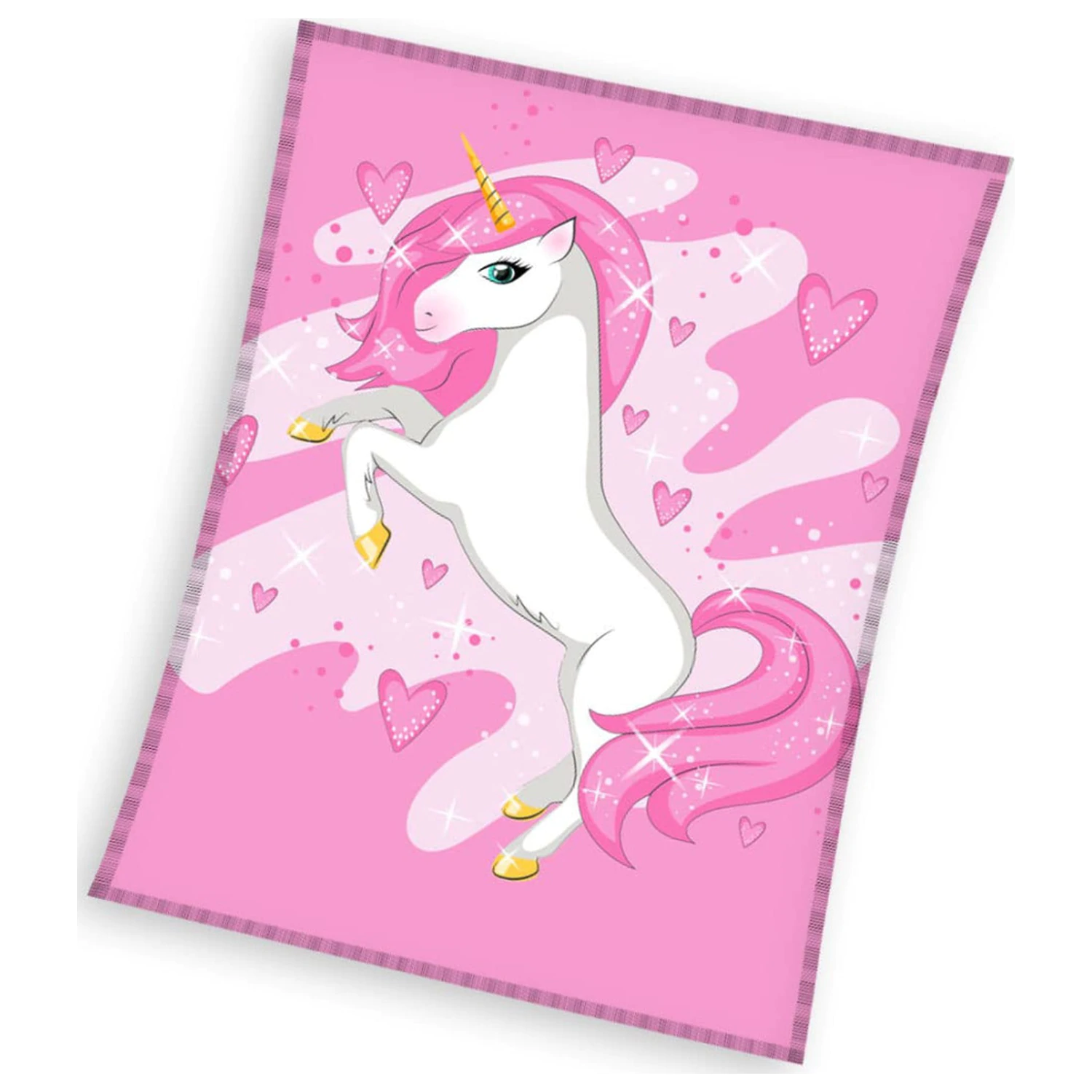 Unicorn Pink Heart Fleece Blanket product photo