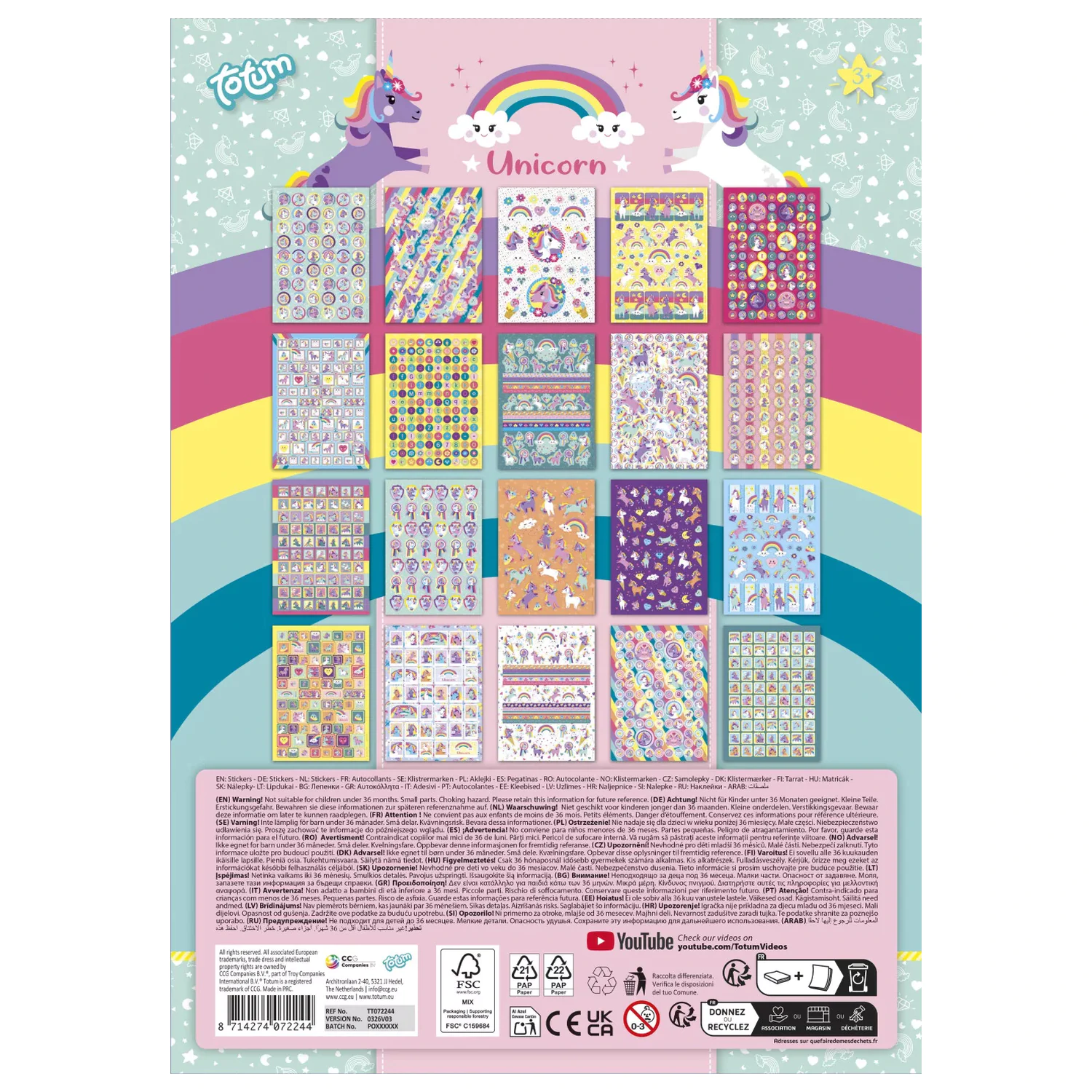 Unicorn Rainbow Sticker Pack 1000 Pcs product photo