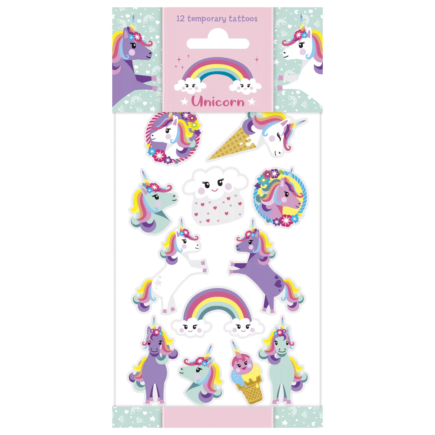Unicorn Rainbow Tattoo 12-piece product photo