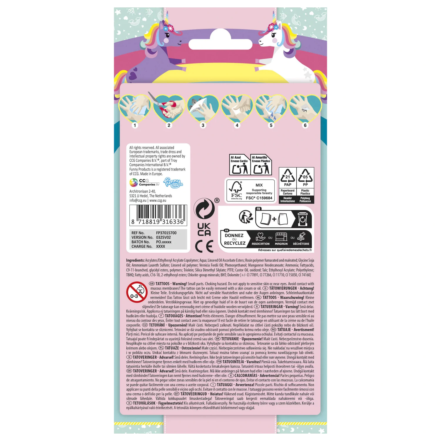 Unicorn Rainbow Tattoo 12-piece product photo