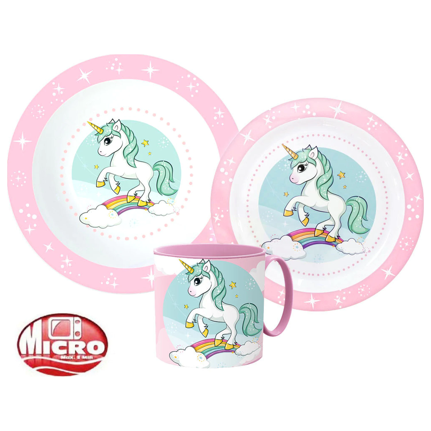 Unicorn Range Dinnerware Set, Micro Plastic Set with Mug product photo