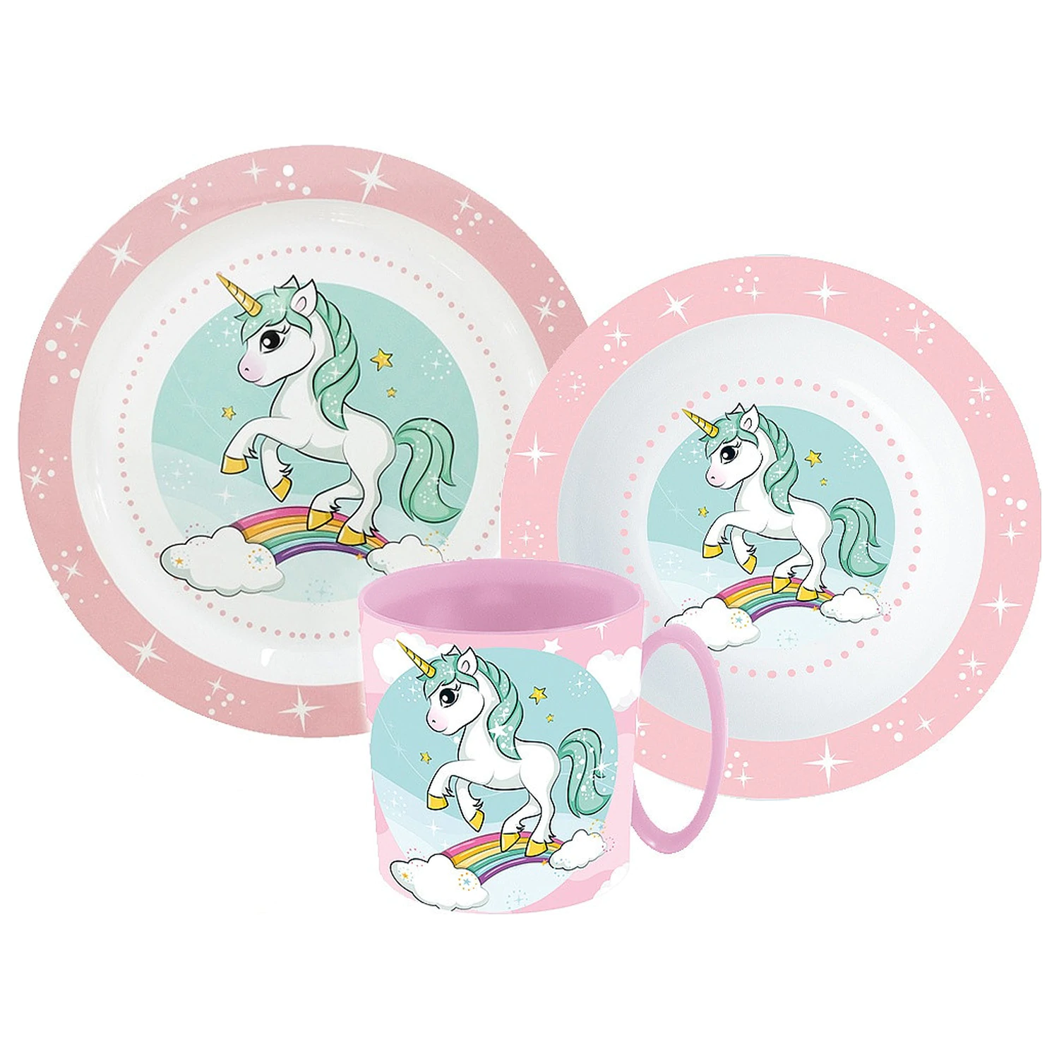 Unicorn Range dinnerware set, micro plastic set with 350 ml mug product photo
