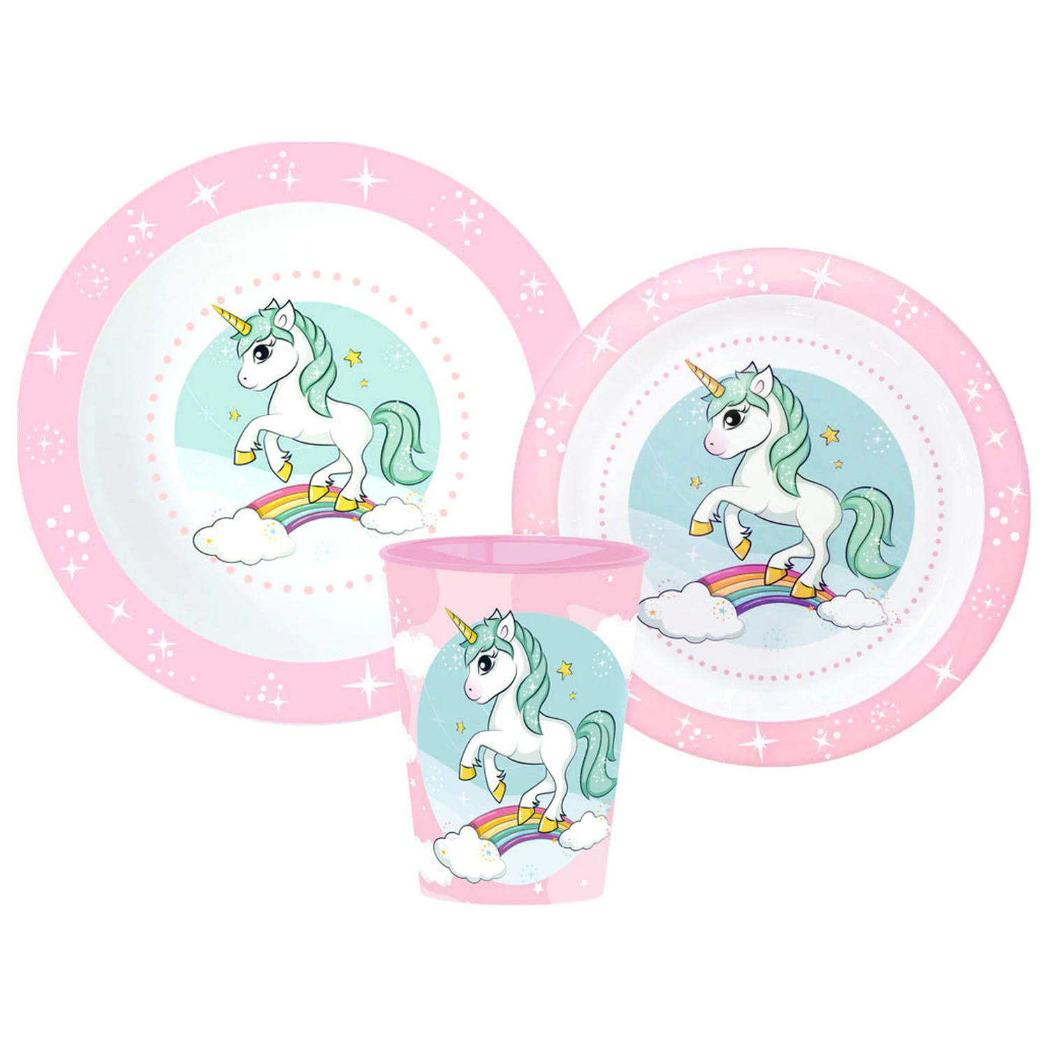 Unicorn Range Dinnerware Set, Micro Plastic Set, with Glass 260 ml product photo