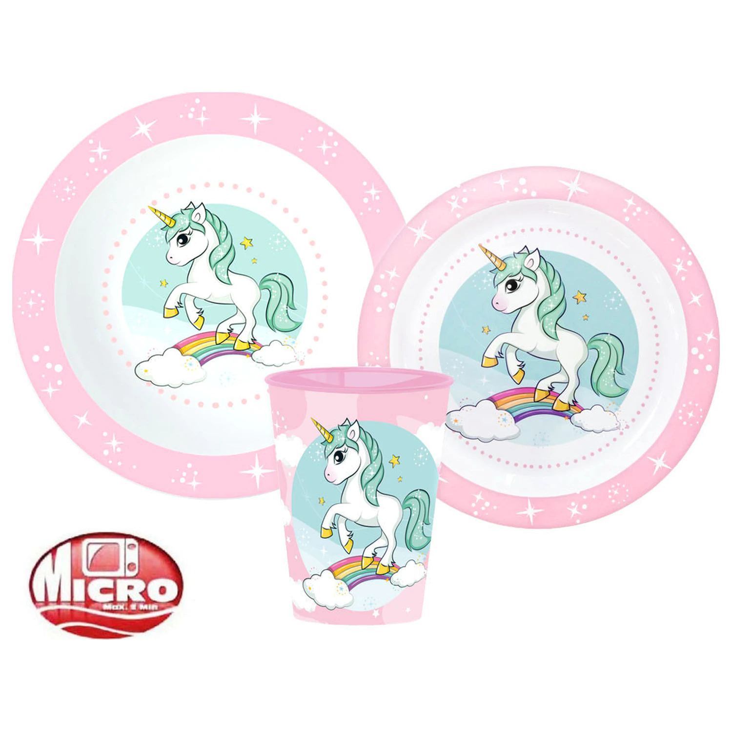 Unicorn Range Dinnerware Set, Micro Plastic Set, with Glass 260 ml product photo