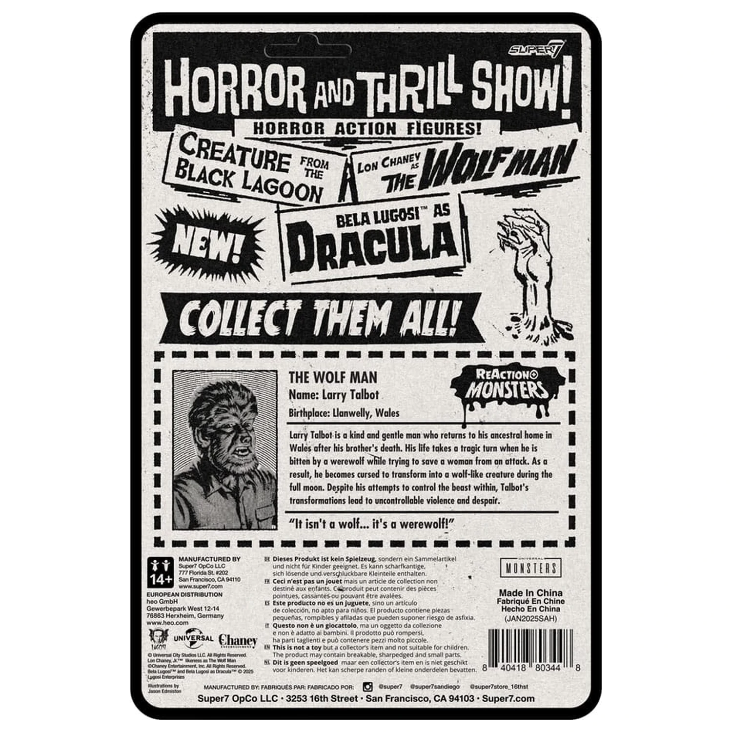 Universal Monsters ReAction+ Action Figure Wave 1 The Wolf Man 10 cm  product photo