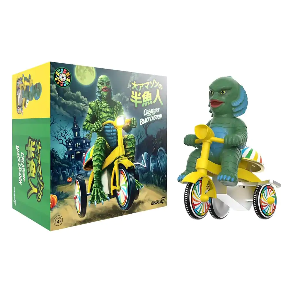 Universal Monsters Super Cycles Action Figure Creature from the Black Lagoon (Dark Green with Yellow Trike) 13 cm product photo