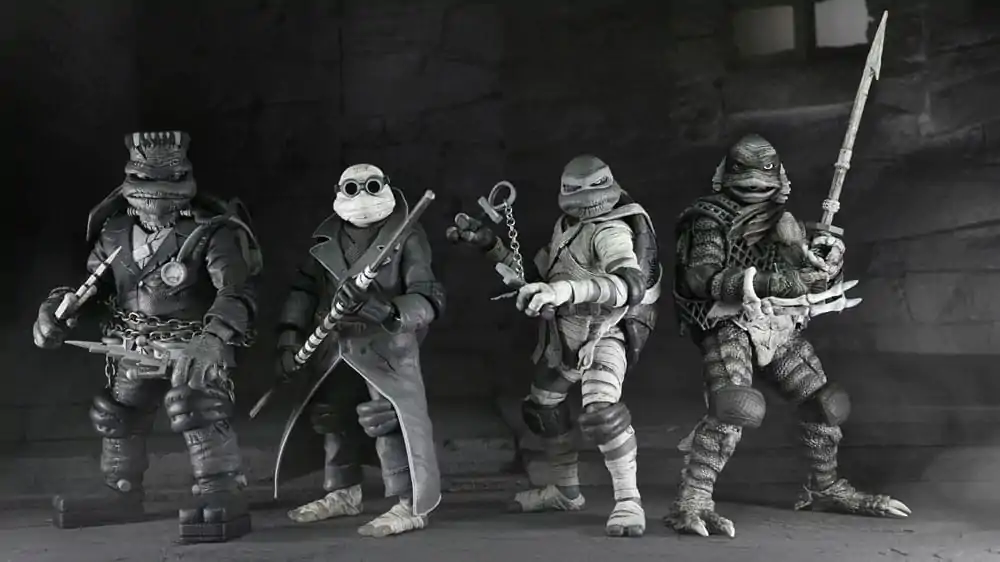 Universal Monsters x Teenage Mutant Ninja Turtles Action Figures 4-Pack Turtles Black & White 18 cm product photo