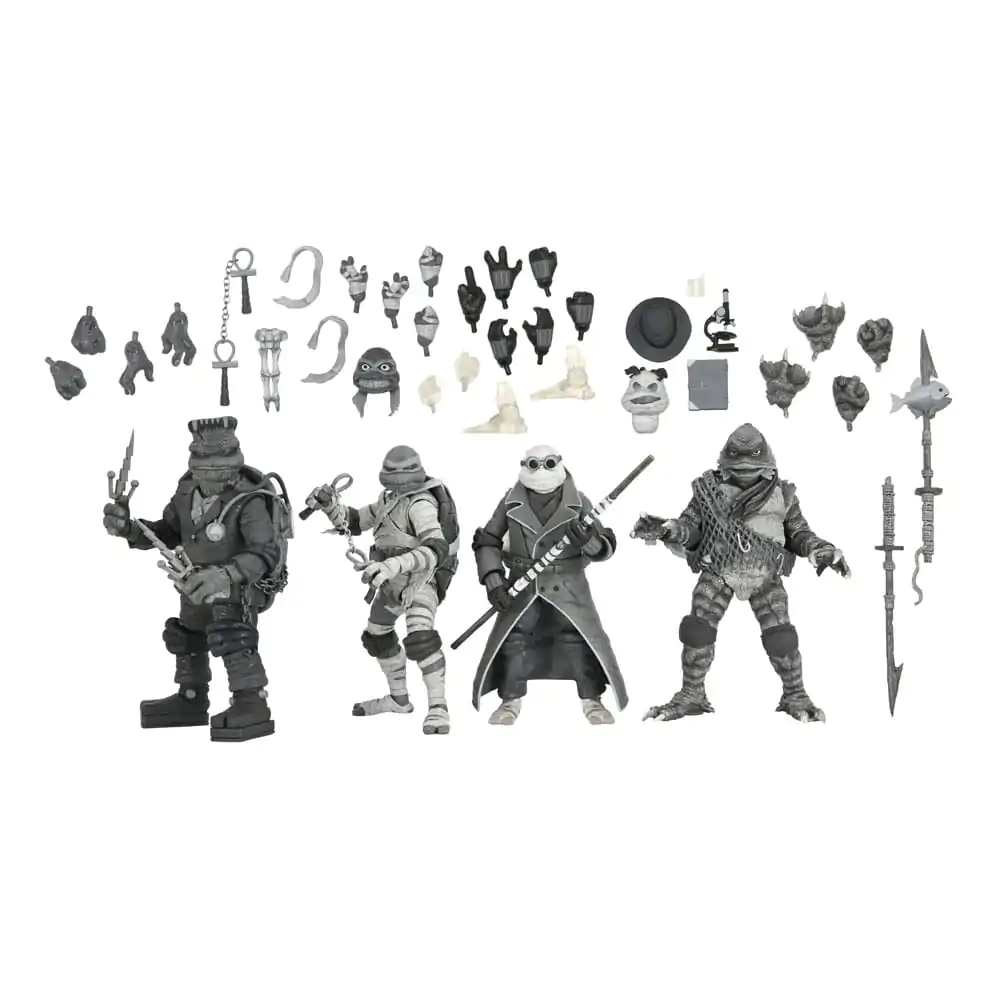 Universal Monsters x Teenage Mutant Ninja Turtles Action Figures 4-Pack Turtles Black & White 18 cm product photo