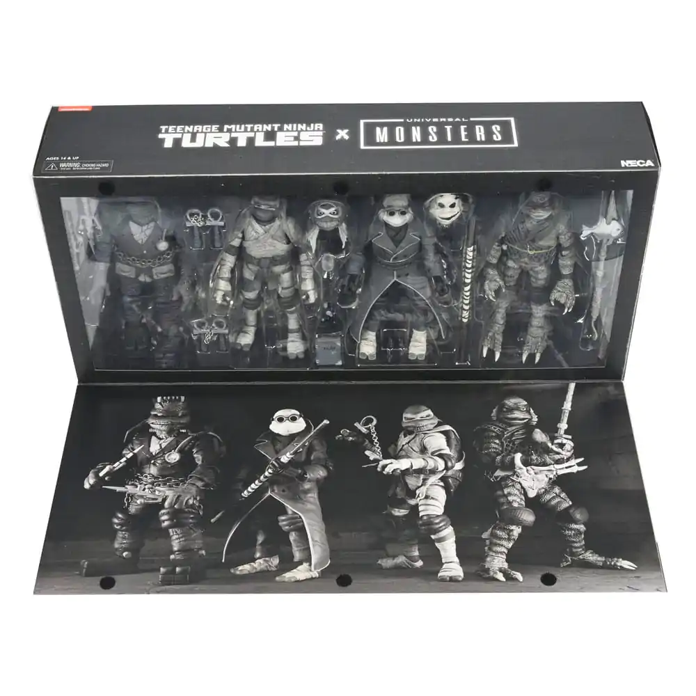 Universal Monsters x Teenage Mutant Ninja Turtles Action Figures 4-Pack Turtles Black & White 18 cm termékfotó