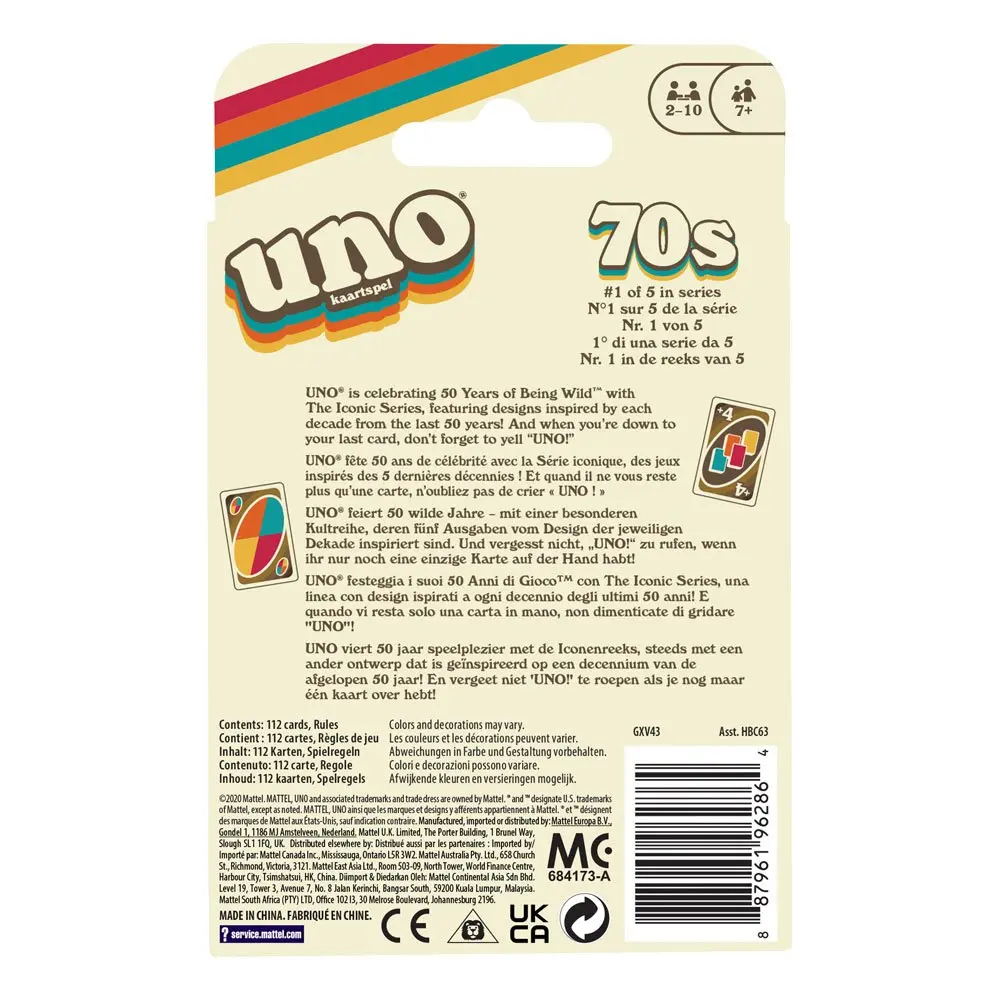 UNO Card Game Iconic Series Anniversary Edition 1970's product photo