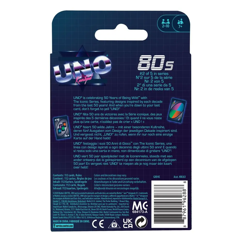 UNO Card Game Iconic Series Anniversary Edition 1980's product photo